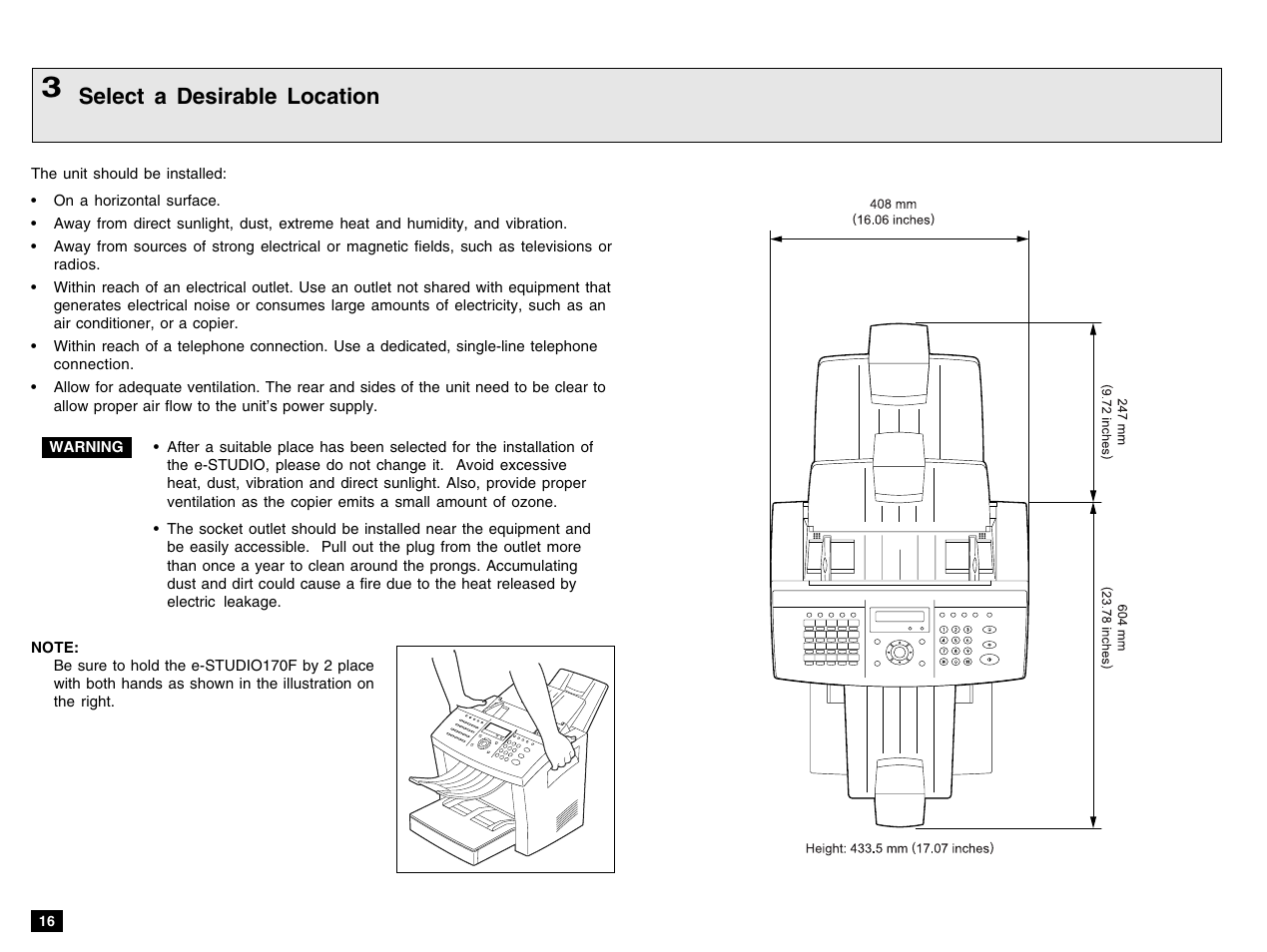 Select a desirable location | Toshiba e-STUDIO 170F User Manual | Page 18 / 244