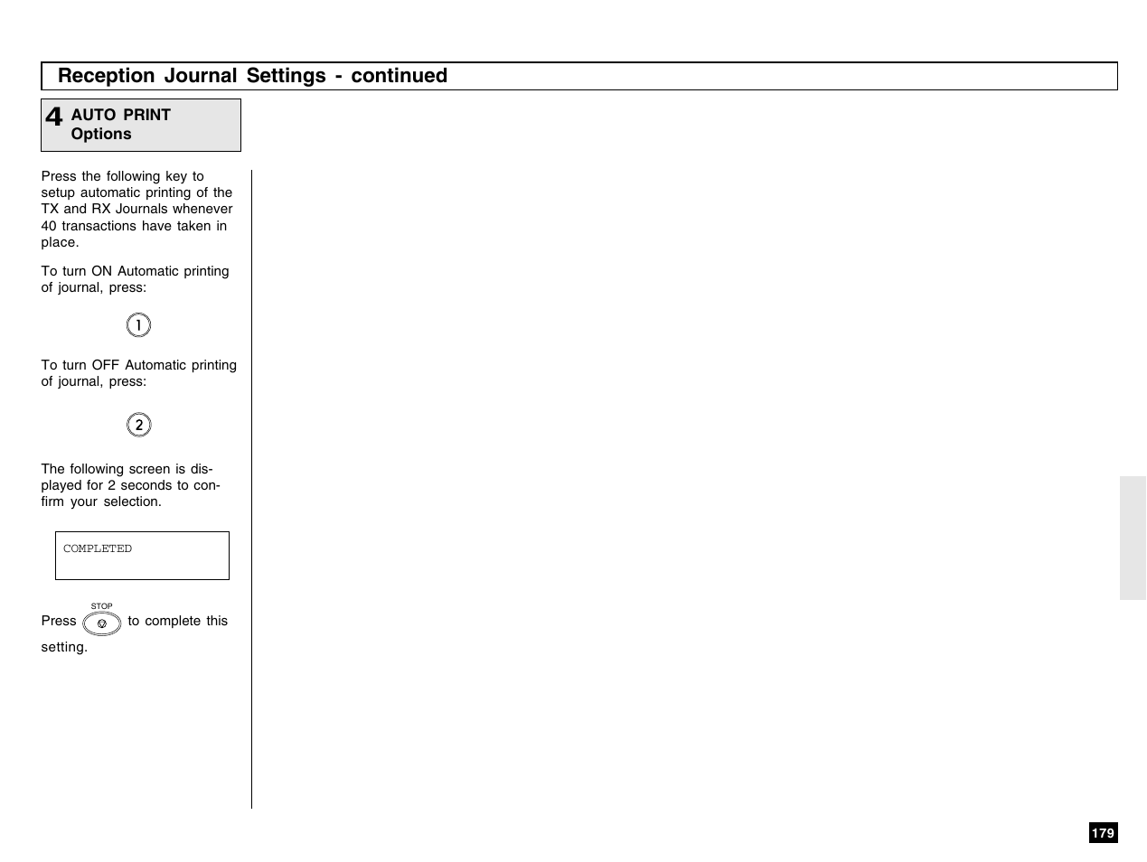 Reception journal settings - continued | Toshiba e-STUDIO 170F User Manual | Page 181 / 244