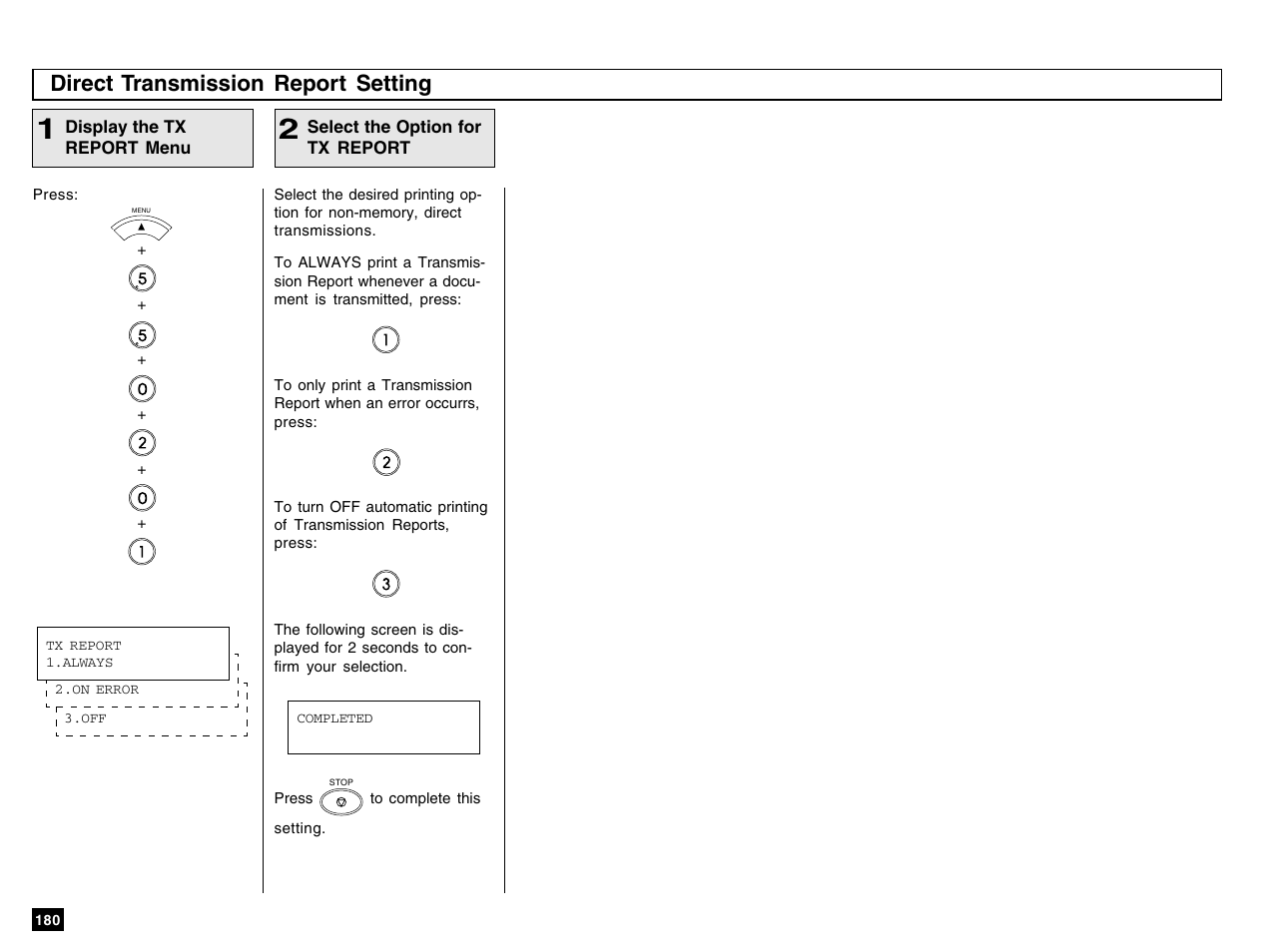 Direct transmission report setting | Toshiba e-STUDIO 170F User Manual | Page 182 / 244