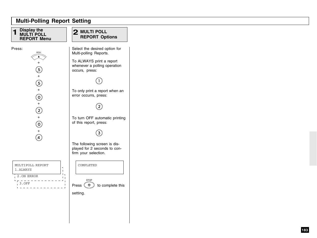 Multi-polling report setting | Toshiba e-STUDIO 170F User Manual | Page 185 / 244