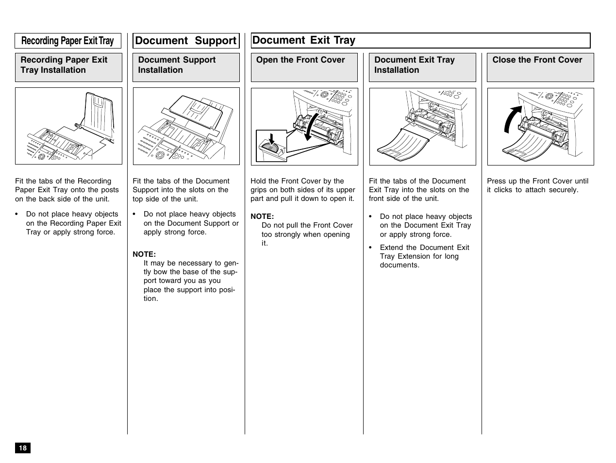 Document support, Recording paper exit tray, Document exit tray | Toshiba e-STUDIO 170F User Manual | Page 20 / 244