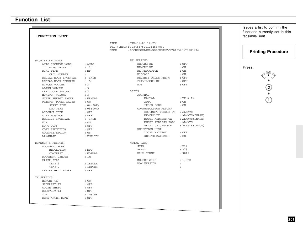 Function list, Printing procedure | Toshiba e-STUDIO 170F User Manual | Page 203 / 244