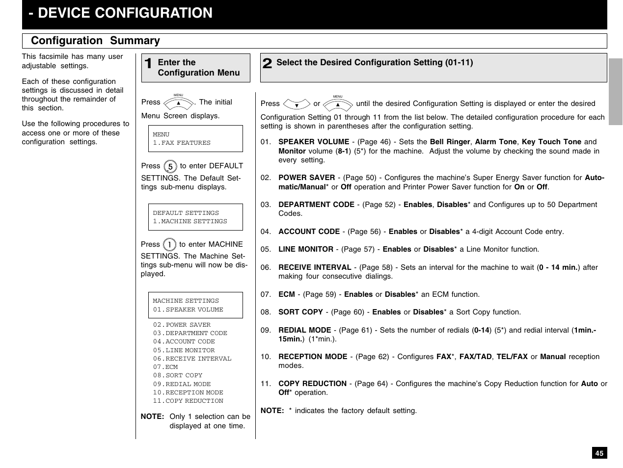 Device configuration, Configuration summary | Toshiba e-STUDIO 170F User Manual | Page 47 / 244