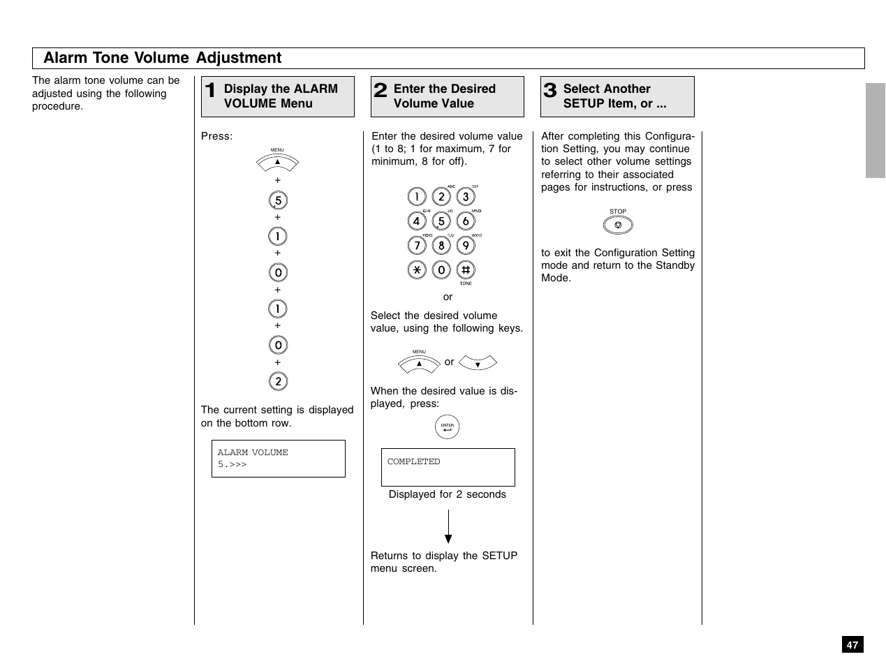 Alarm tone volume adjustment | Toshiba e-STUDIO 170F User Manual | Page 49 / 244