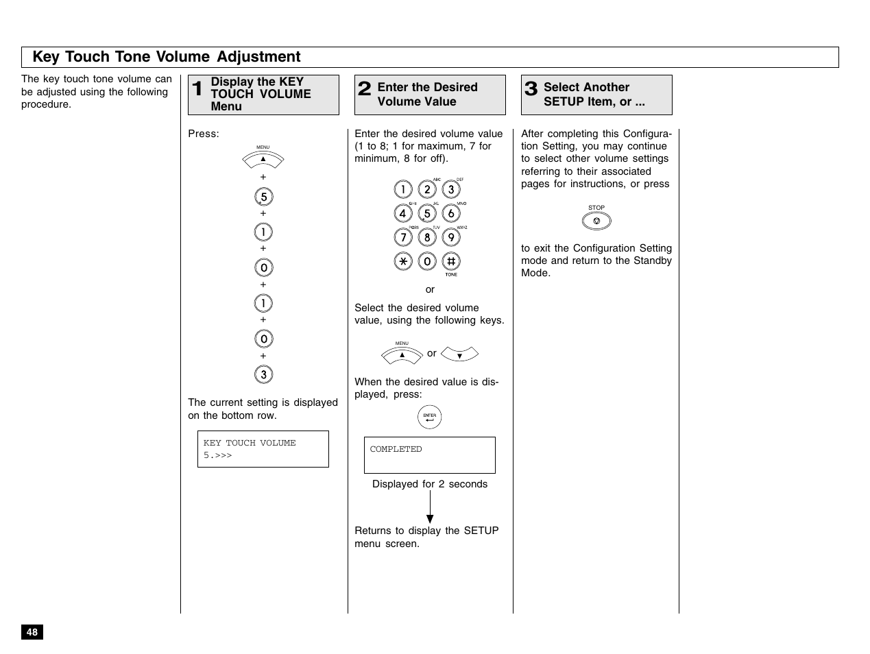 Key touch tone volume adjustment | Toshiba e-STUDIO 170F User Manual | Page 50 / 244