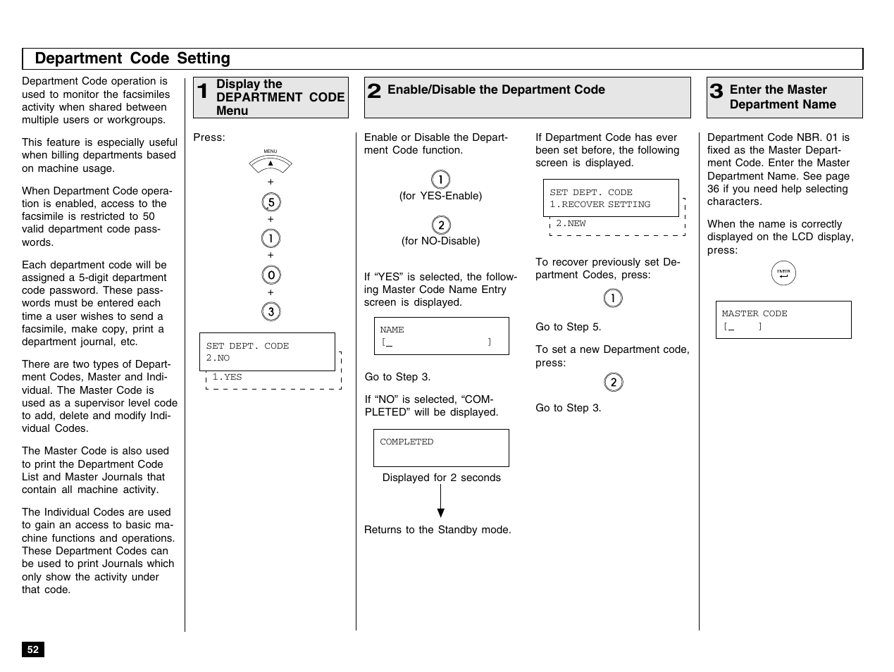 Department code setting | Toshiba e-STUDIO 170F User Manual | Page 54 / 244