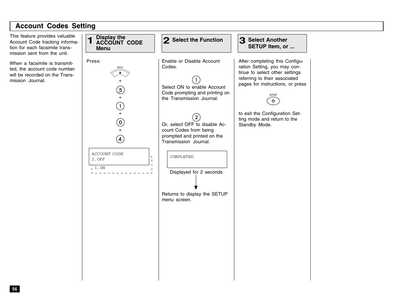 Account codes setting | Toshiba e-STUDIO 170F User Manual | Page 58 / 244