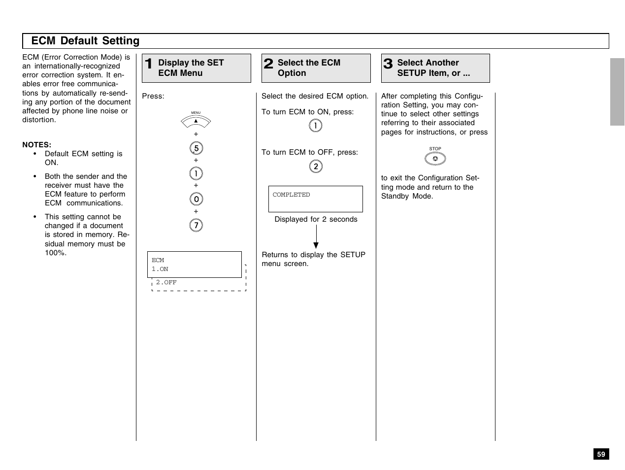 Ecm default setting | Toshiba e-STUDIO 170F User Manual | Page 61 / 244