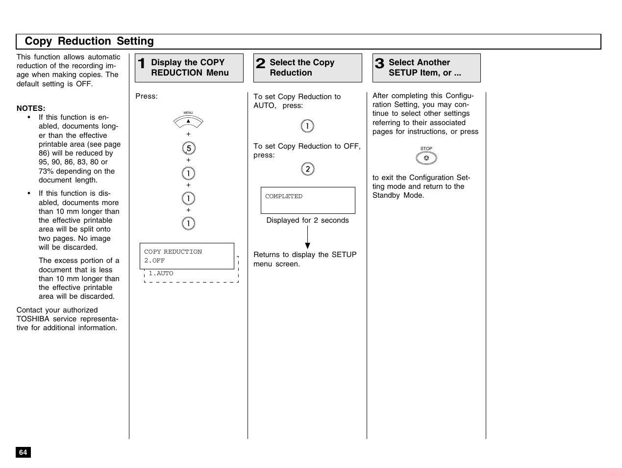 Copy reduction setting | Toshiba e-STUDIO 170F User Manual | Page 66 / 244