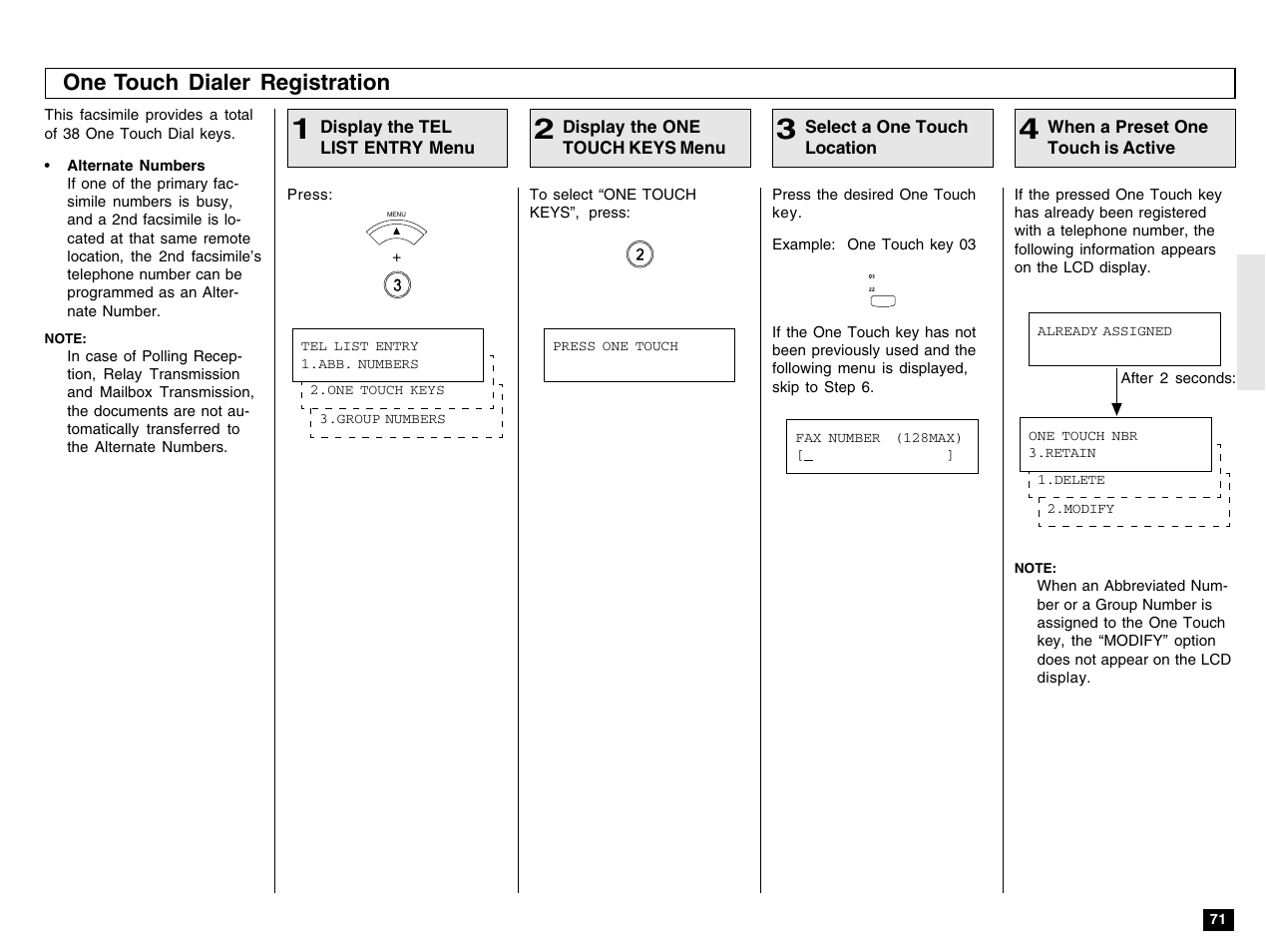 One touch dialer registration | Toshiba e-STUDIO 170F User Manual | Page 73 / 244