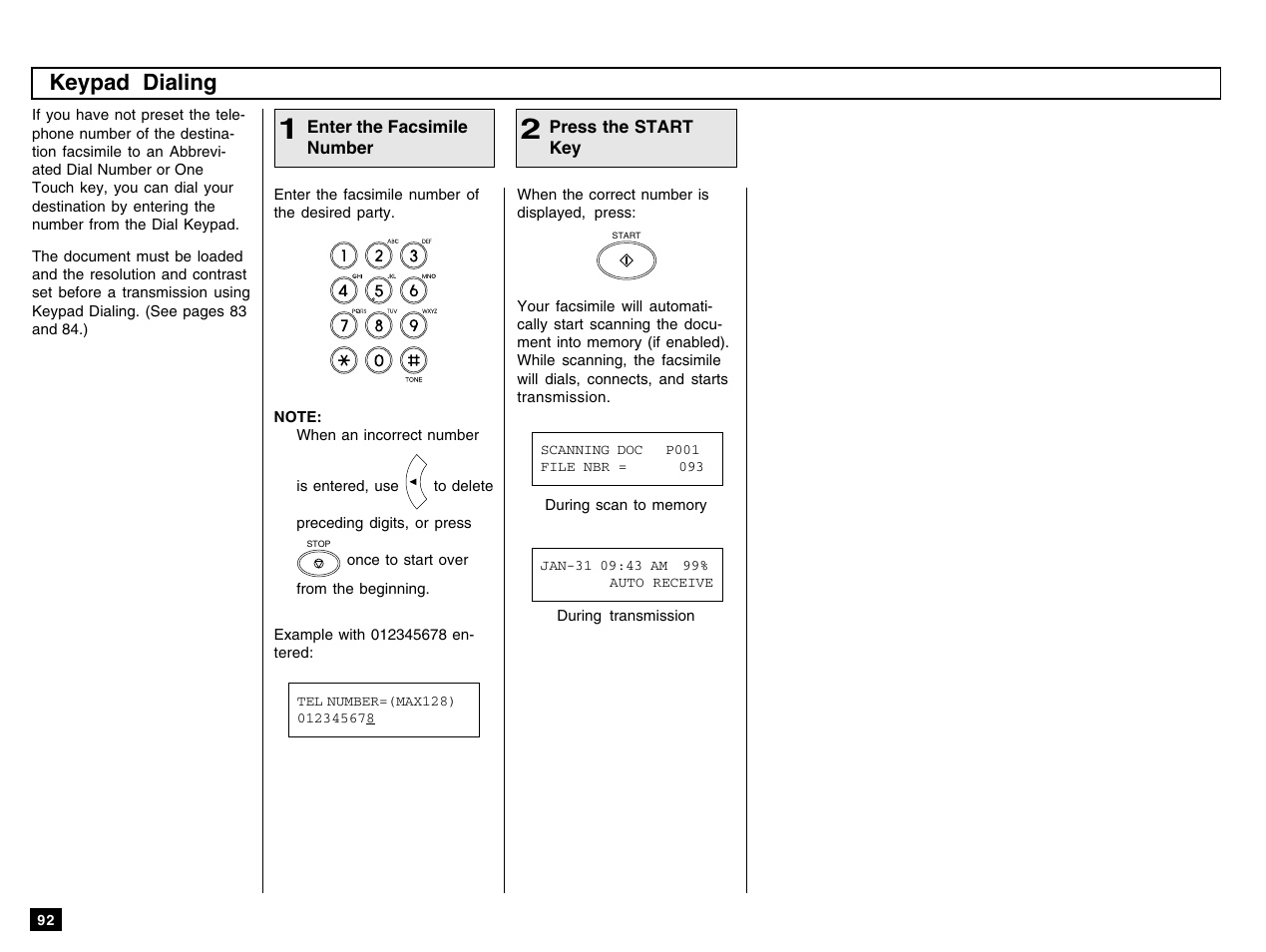 Keypad dialing | Toshiba e-STUDIO 170F User Manual | Page 94 / 244