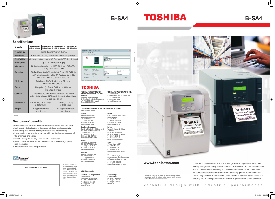 Toshiba B-SA4 User Manual | 2 pages