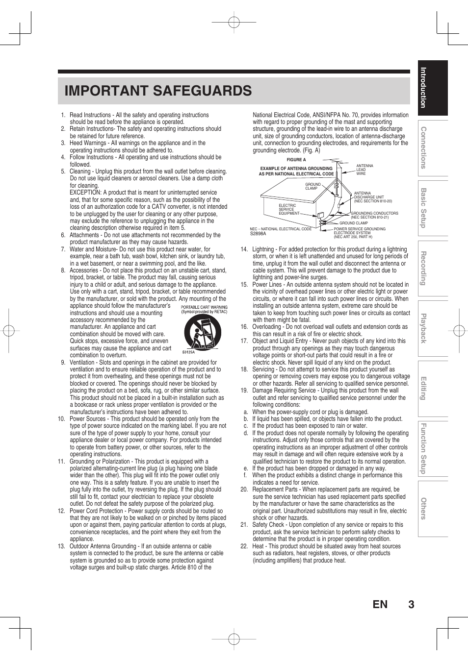 Important safeguards | Toshiba D-RW2SU/D-RW2SC User Manual | Page 3 / 159