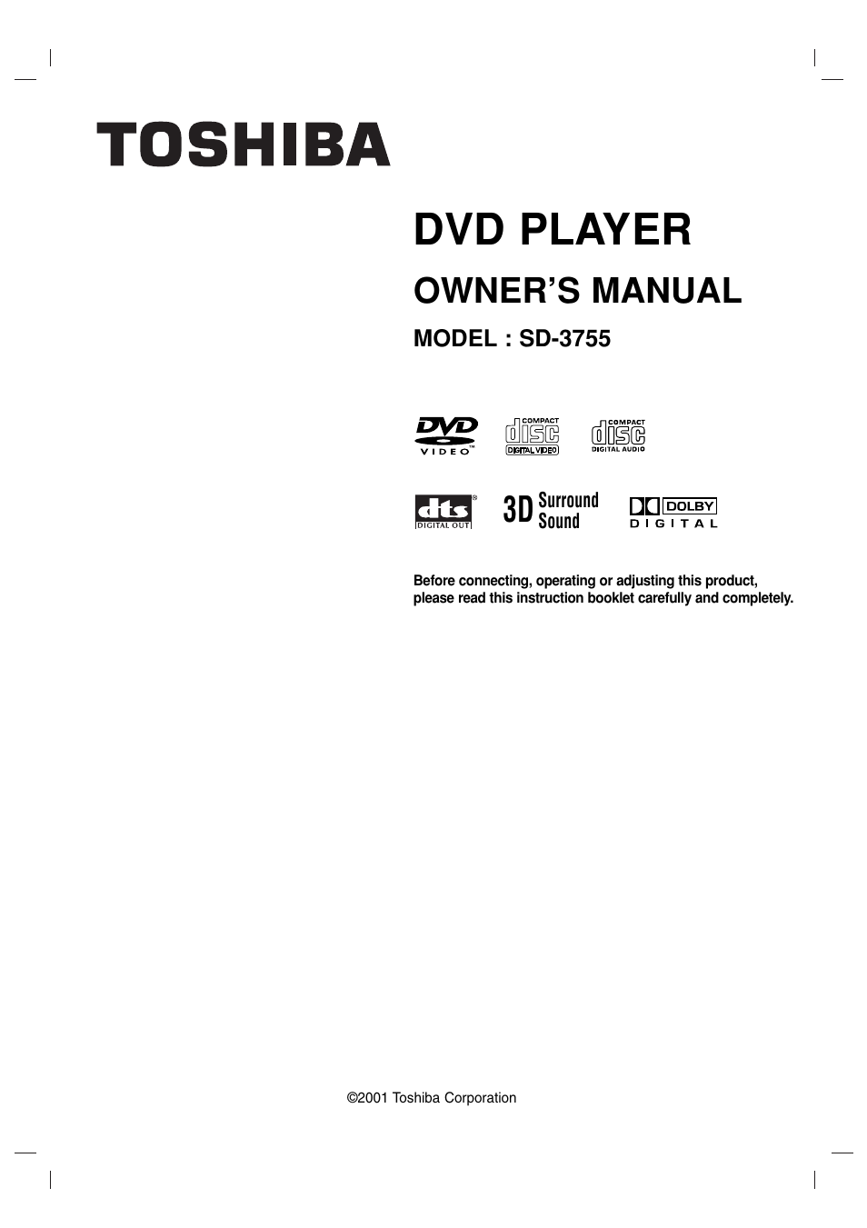 Toshiba SD 3755 User Manual | 48 pages