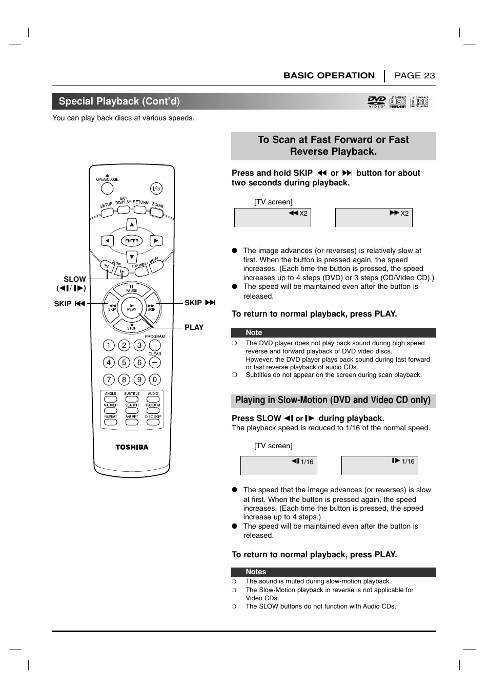 Special playback (cont’d) | Toshiba SD 3755 User Manual | Page 23 / 48