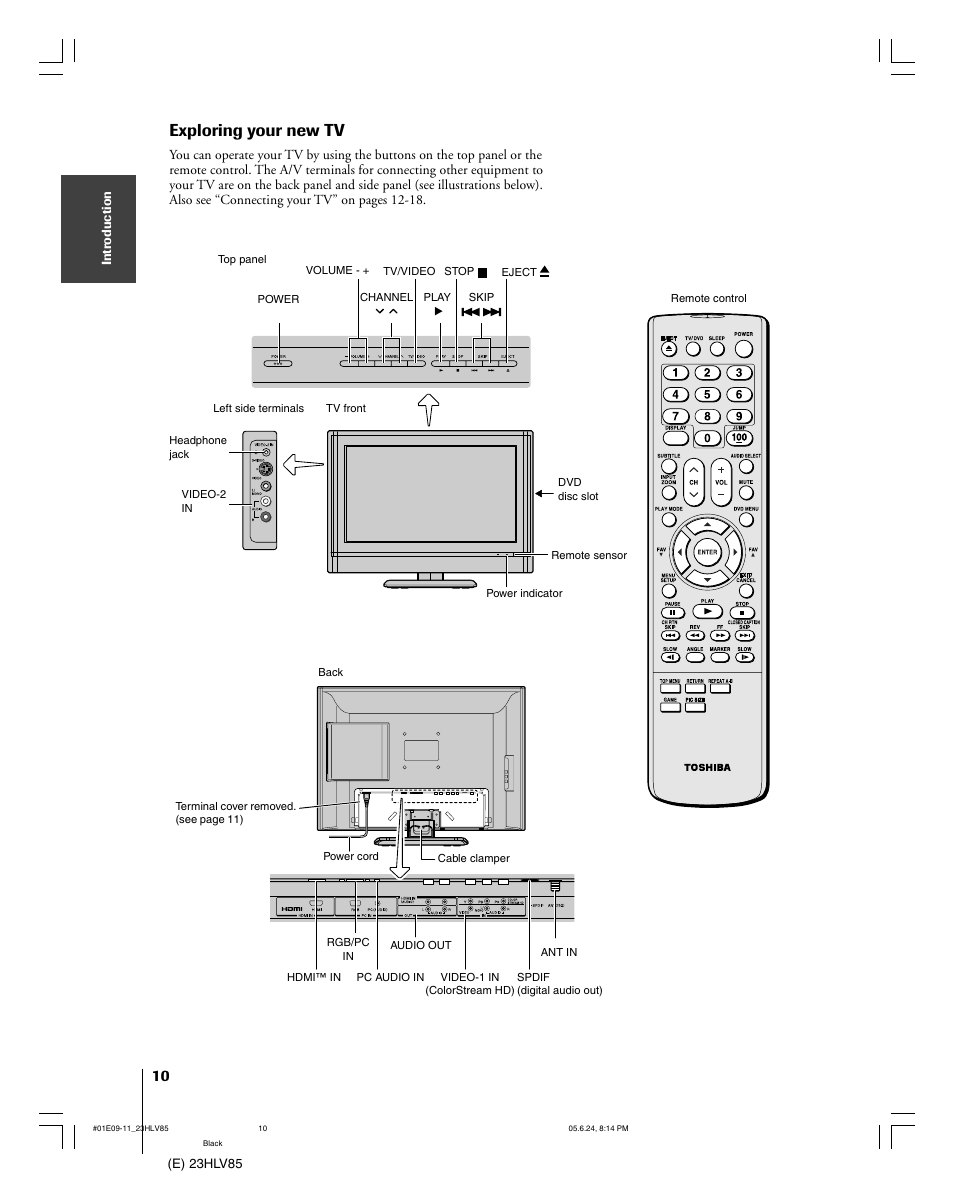 Exploring your new tv | Toshiba 23HLV85 User Manual | Page 10 / 52