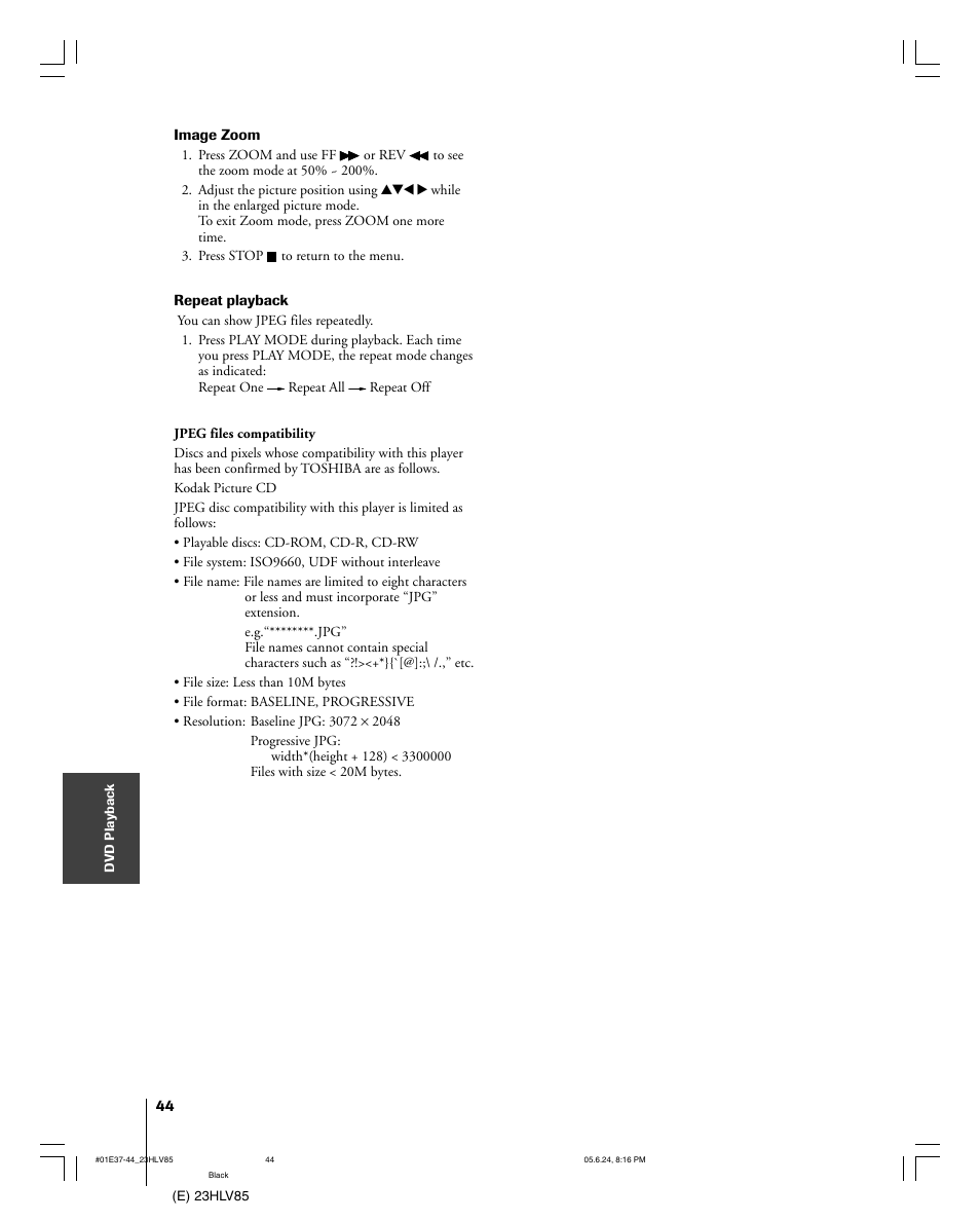 Toshiba 23HLV85 User Manual | Page 44 / 52