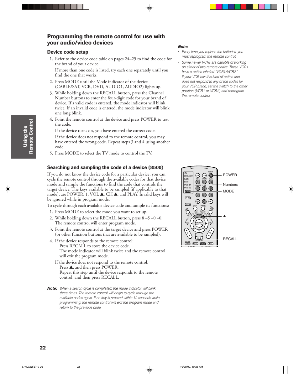 Toshiba 57HLX82 User Manual | Page 22 / 72