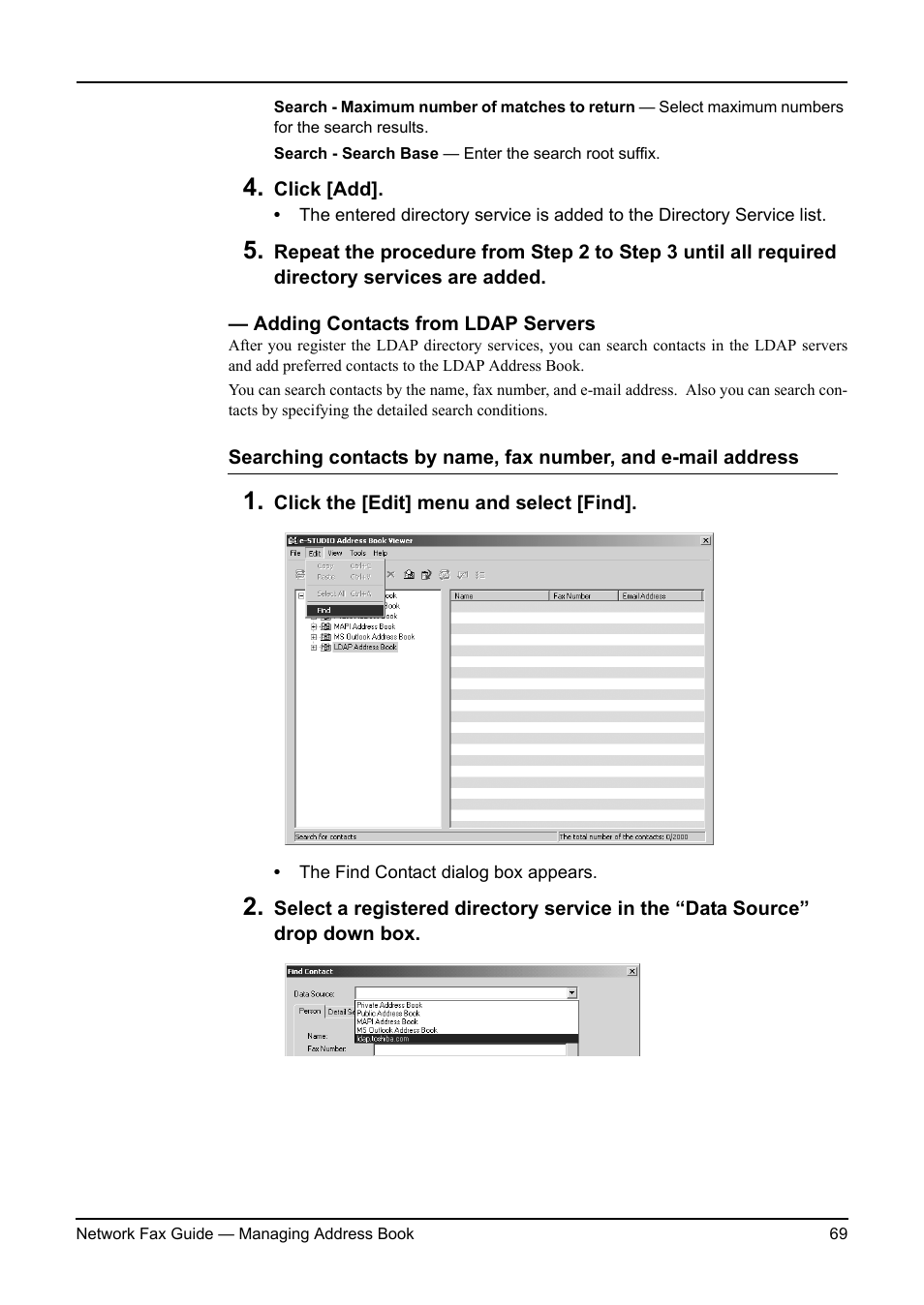 Adding contacts from ldap servers, P.69 "adding contacts from ldap servers | Toshiba 3511/4511 User Manual | Page 69 / 108