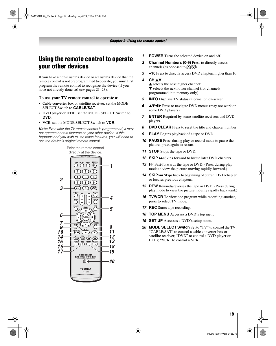 Toshiba 26HL86 User Manual | Page 19 / 50