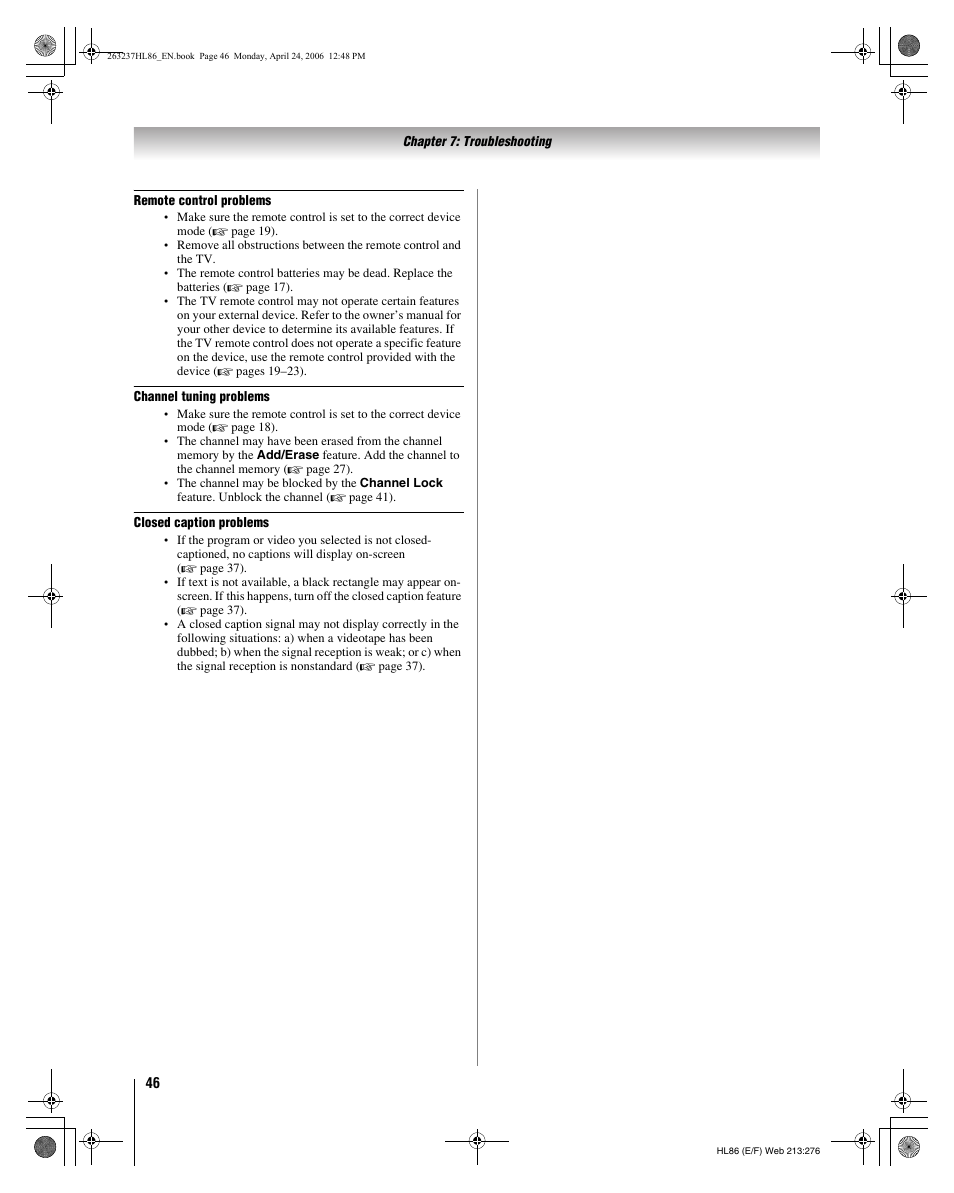 Toshiba 26HL86 User Manual | Page 46 / 50