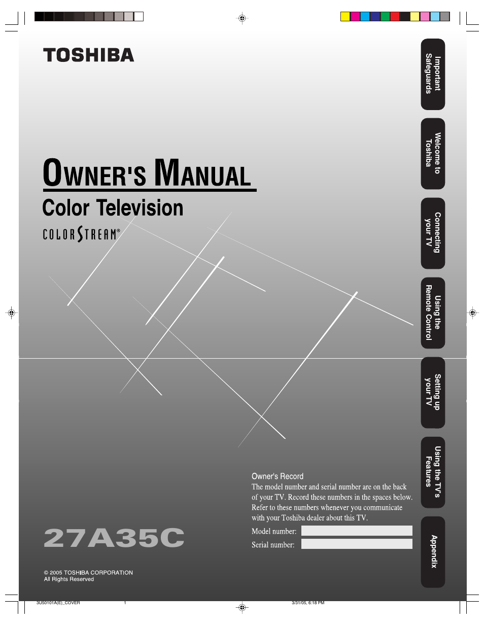 Toshiba 27A35C User Manual | 28 pages