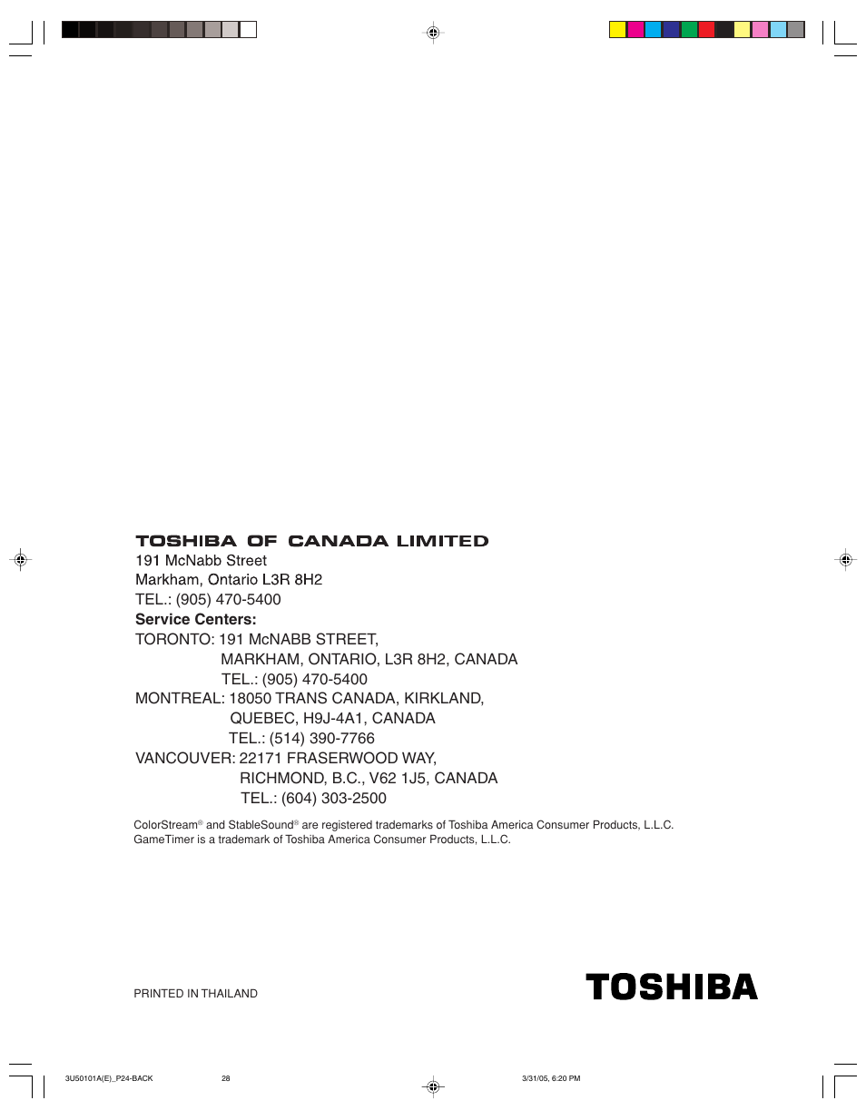 Toshiba 27A35C User Manual | Page 28 / 28