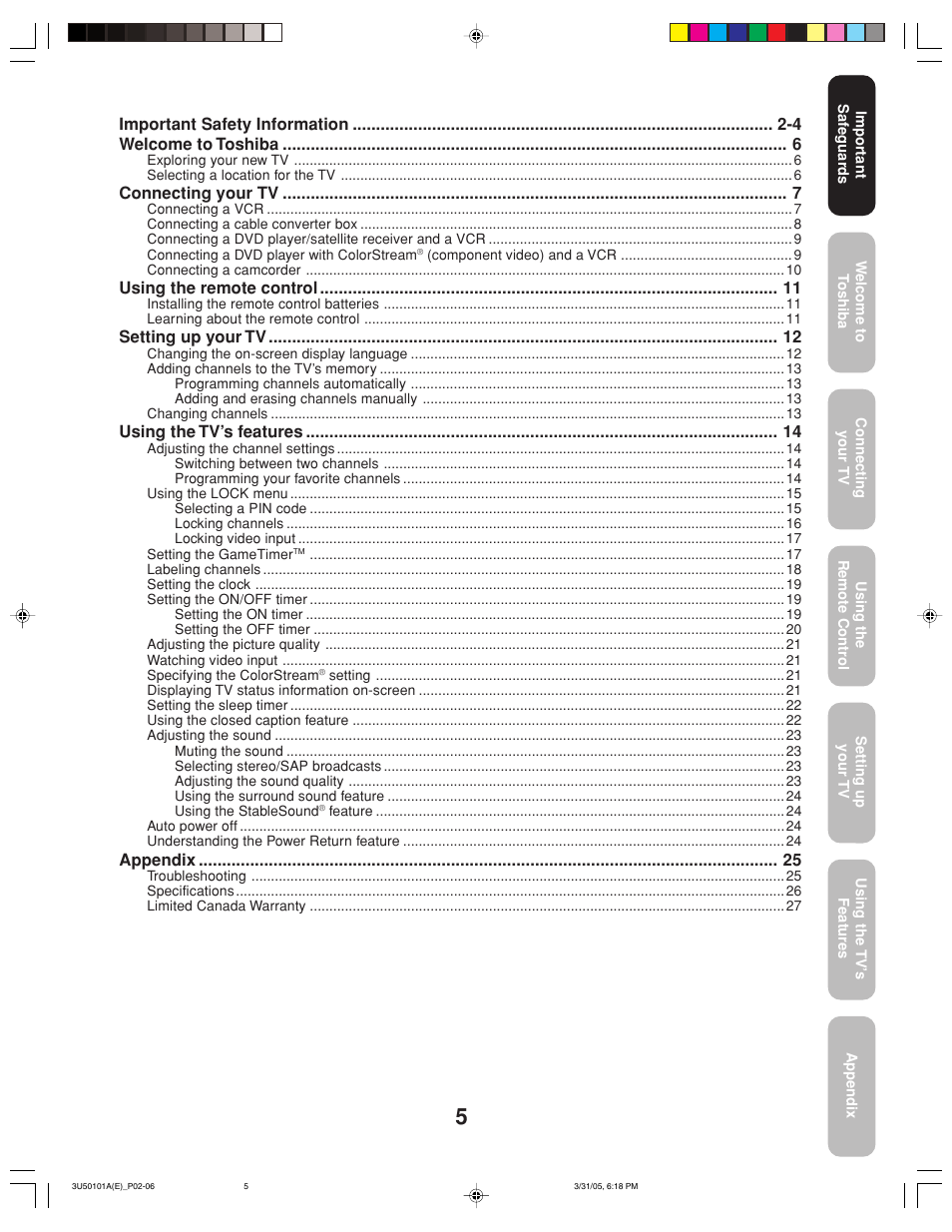 Toshiba 27A35C User Manual | Page 5 / 28