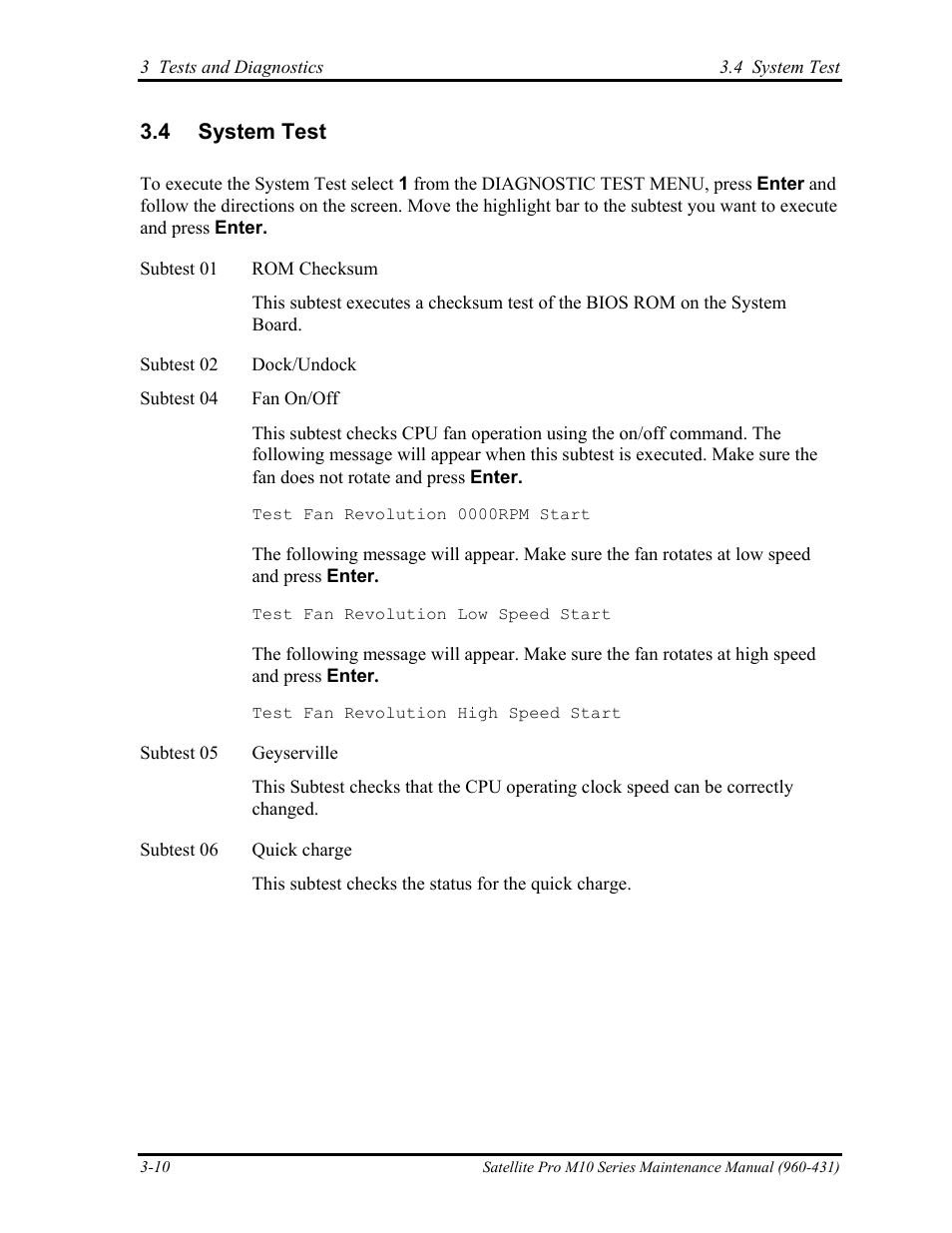 System test | Toshiba M10 User Manual | Page 116 / 460