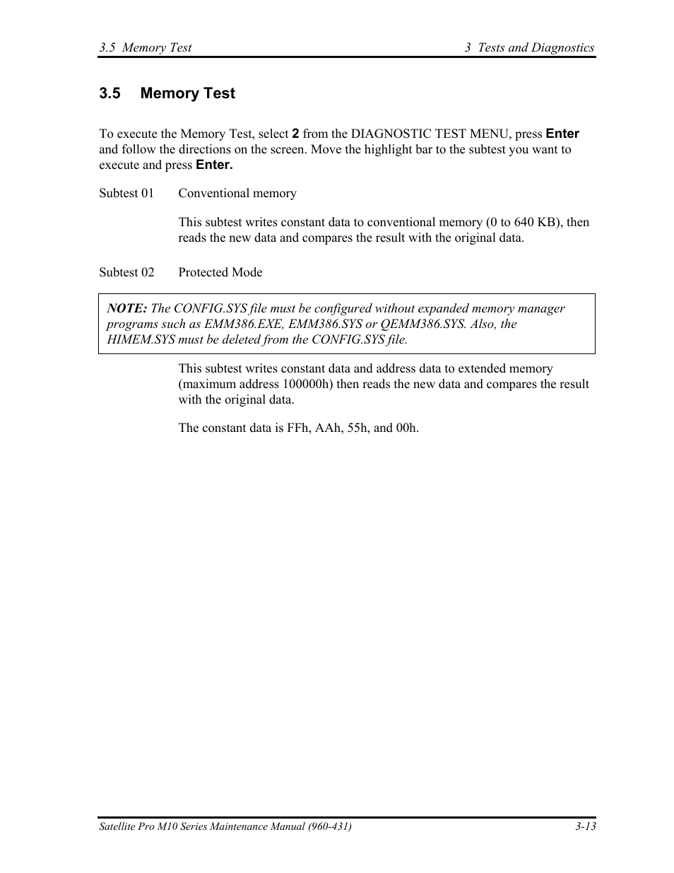 Memory test | Toshiba M10 User Manual | Page 119 / 460