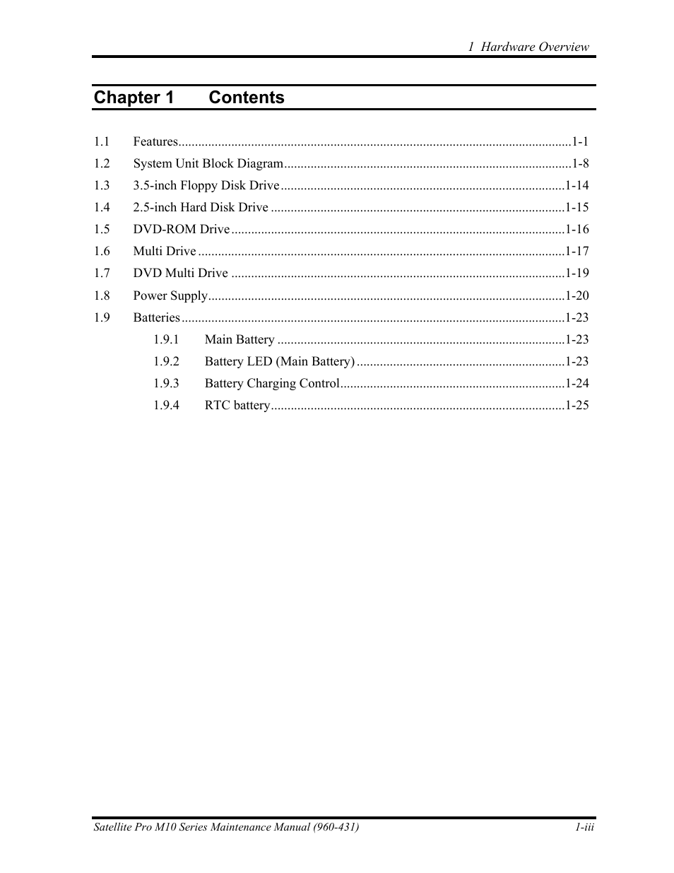 Chapter 1 contents | Toshiba M10 User Manual | Page 13 / 460