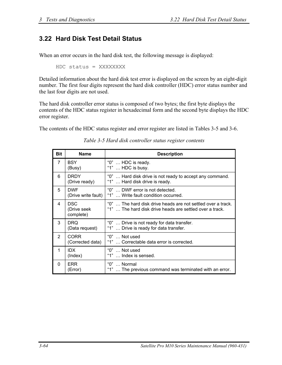 Hard disk test detail status, 22 hard disk test detail status | Toshiba M10 User Manual | Page 170 / 460