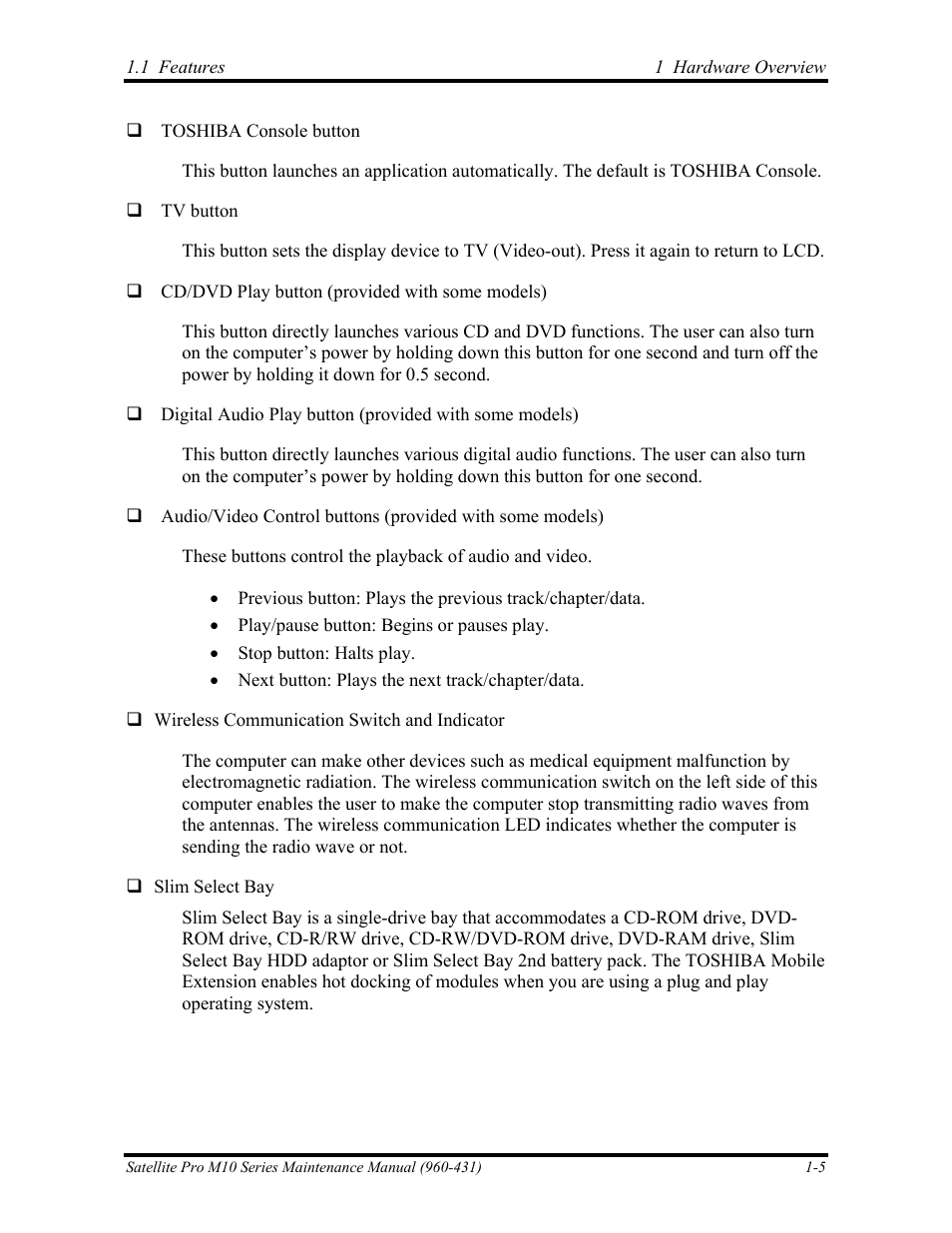 Toshiba M10 User Manual | Page 19 / 460