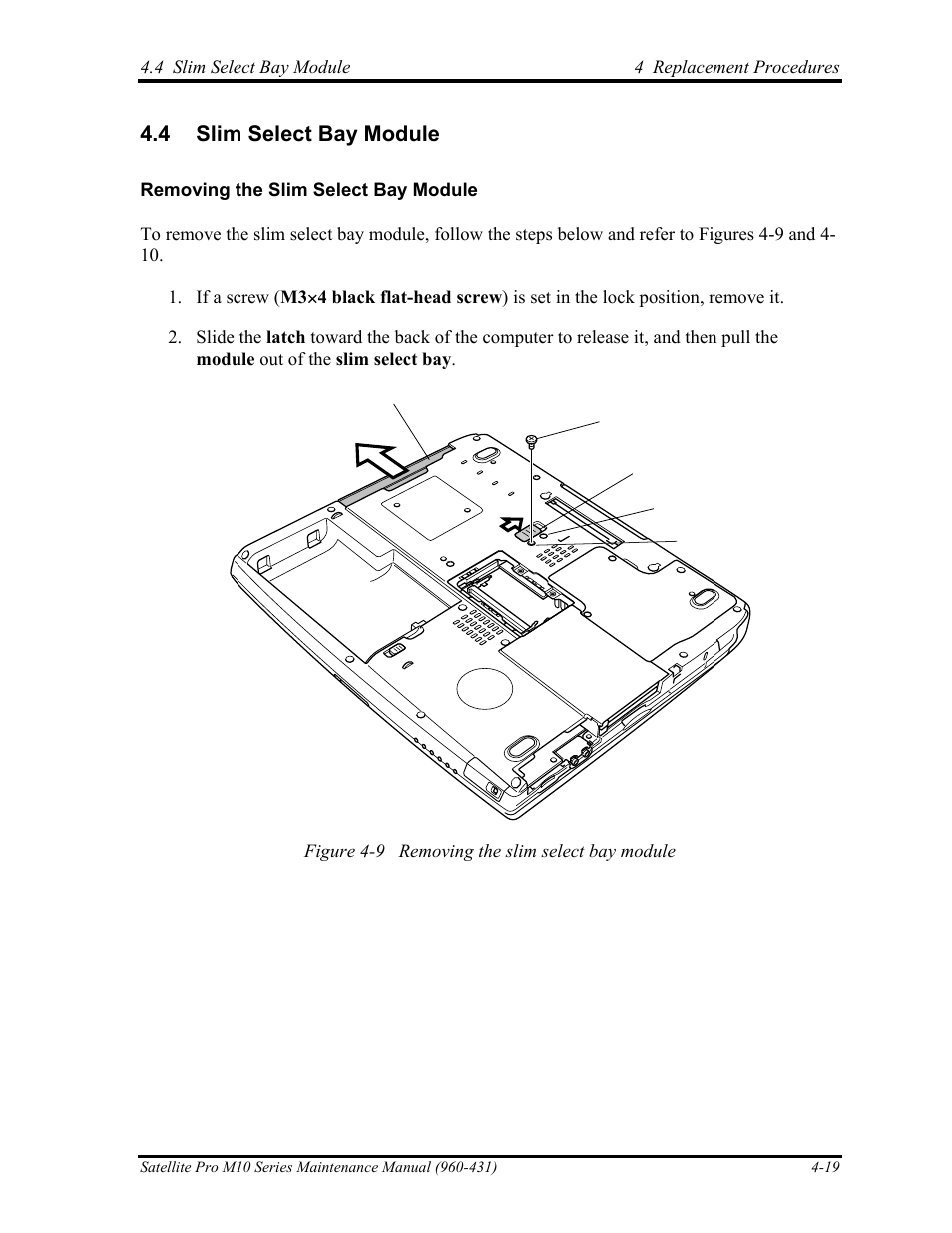 Slim select bay module, 4 slim select bay module | Toshiba M10 User Manual | Page 231 / 460