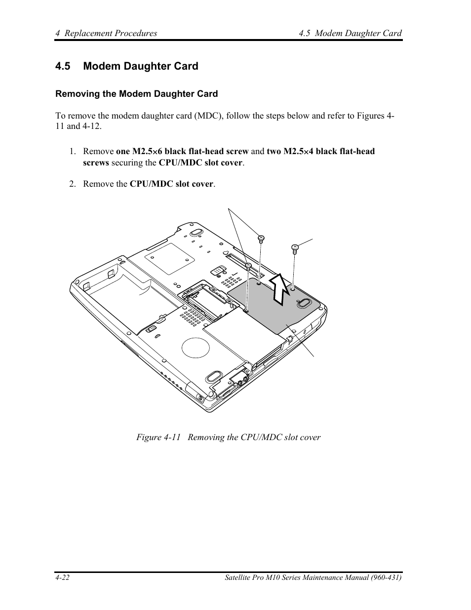 Modem daughter card, 5 modem daughter card | Toshiba M10 User Manual | Page 234 / 460