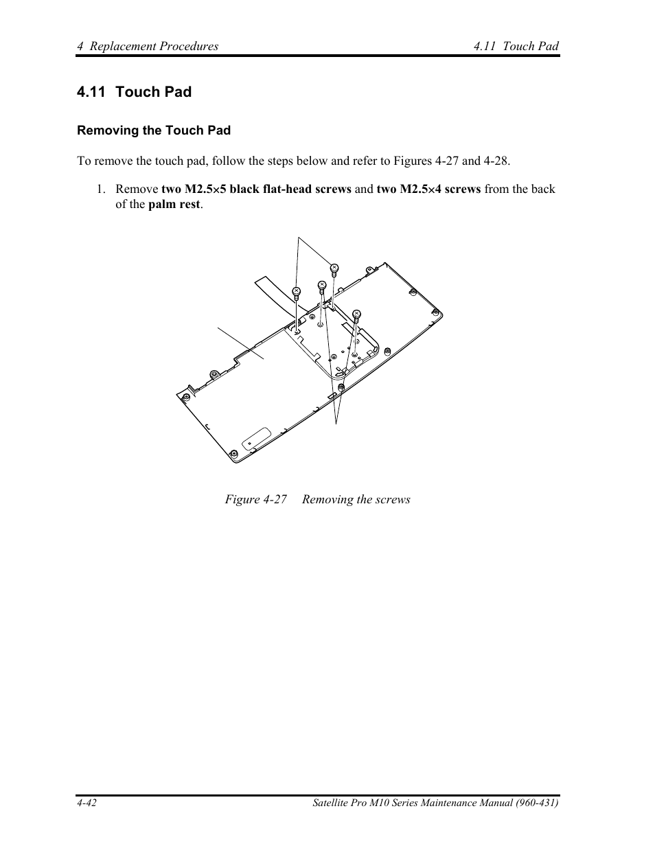Touch pad, 11 touch pad | Toshiba M10 User Manual | Page 254 / 460