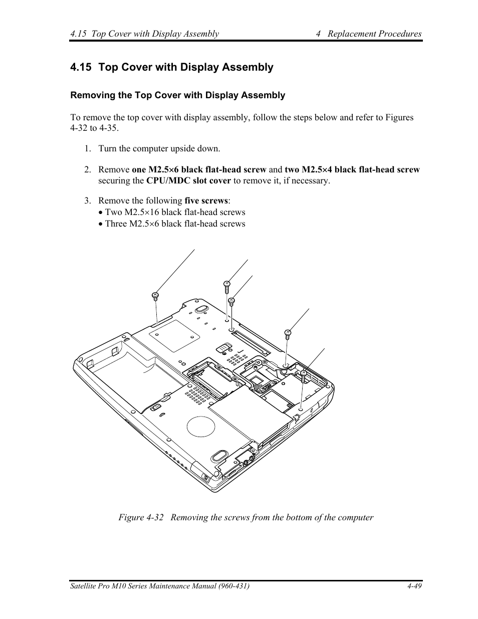 Top cover with display assembly, 15 top cover with display assembly | Toshiba M10 User Manual | Page 261 / 460