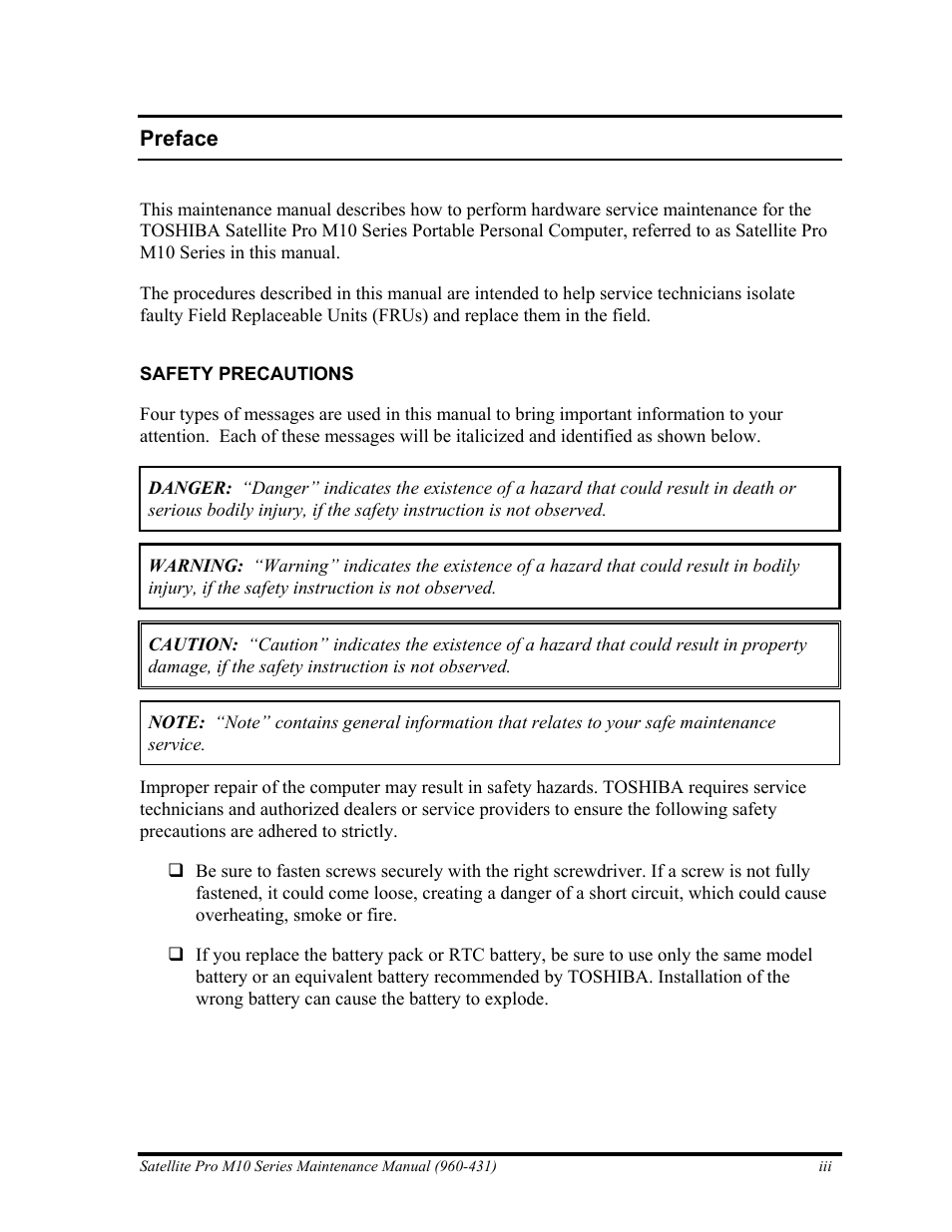 Preface | Toshiba M10 User Manual | Page 3 / 460