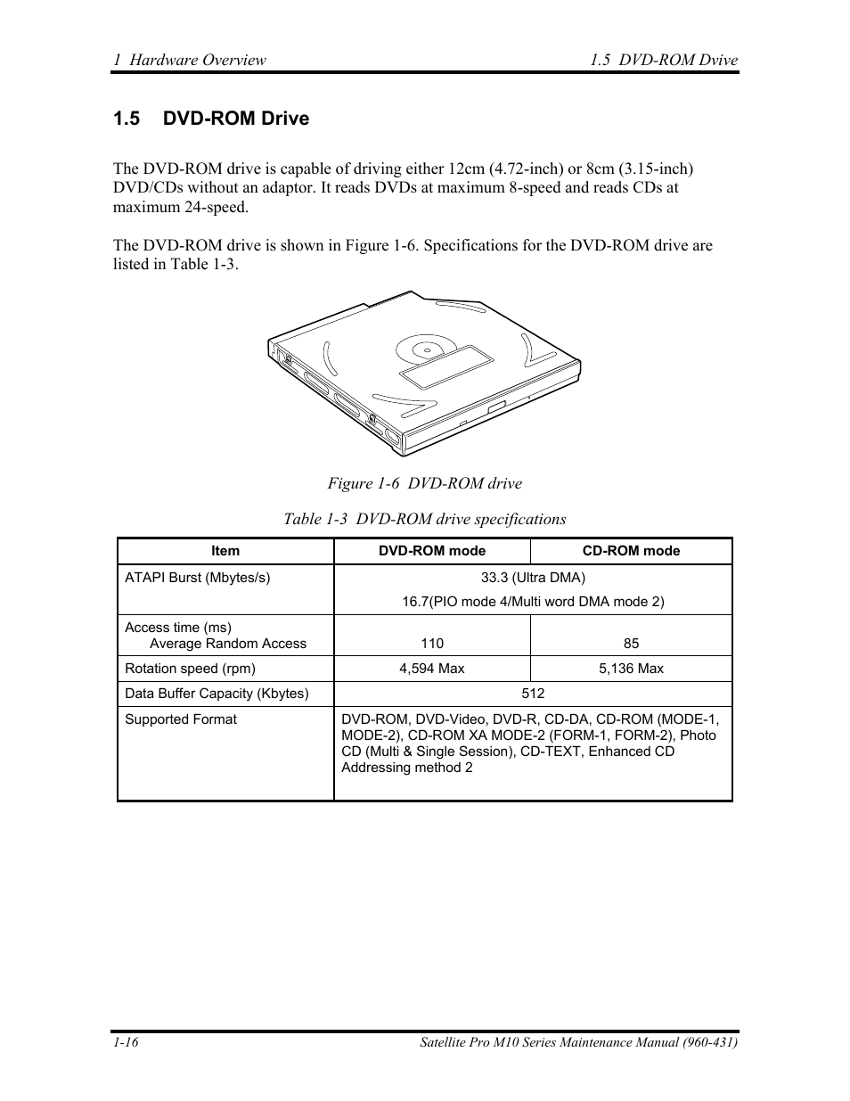 Dvd-rom drive, 5 dvd-rom drive | Toshiba M10 User Manual | Page 30 / 460