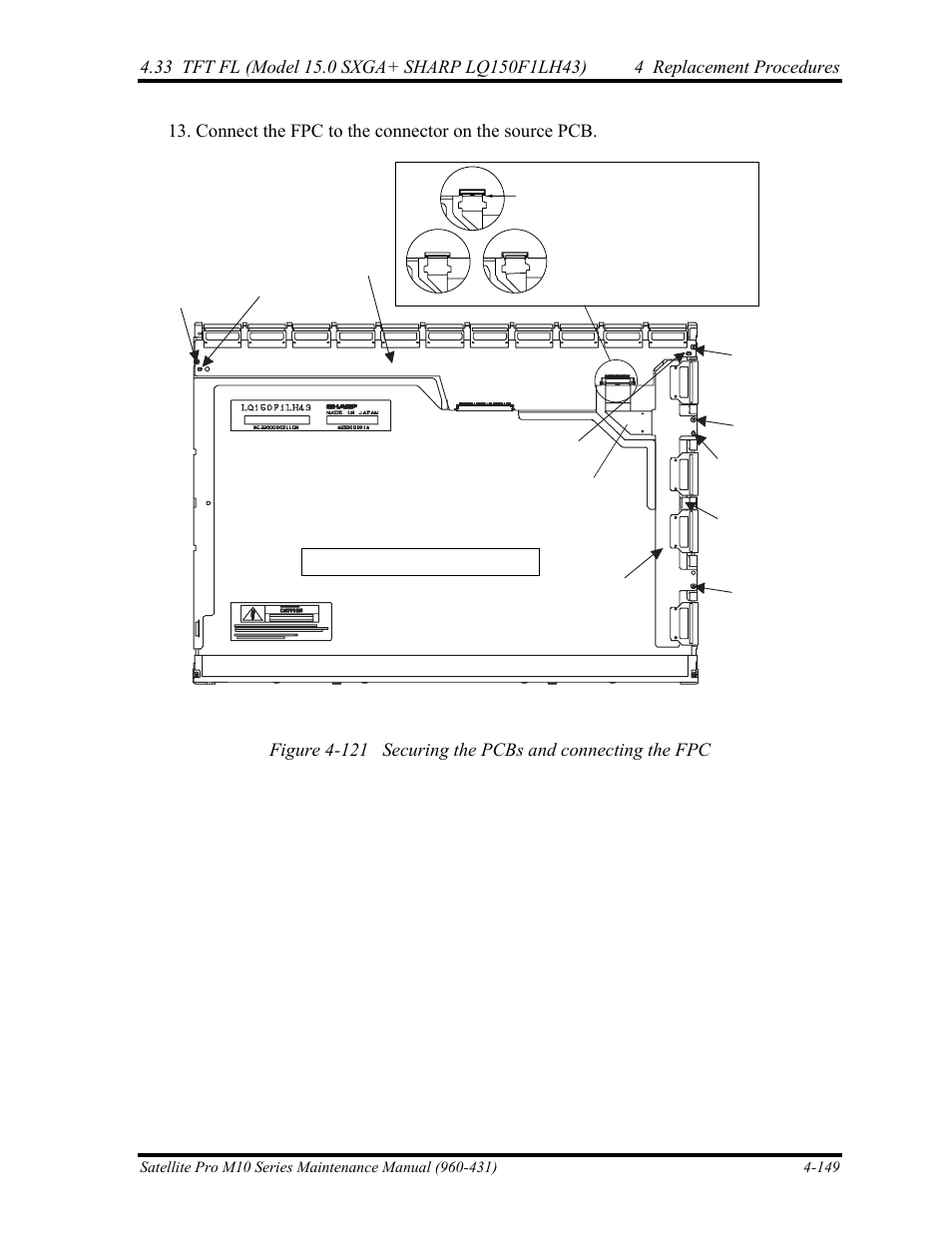 Connect the fpc to the connector on the source pcb | Toshiba M10 User Manual | Page 361 / 460