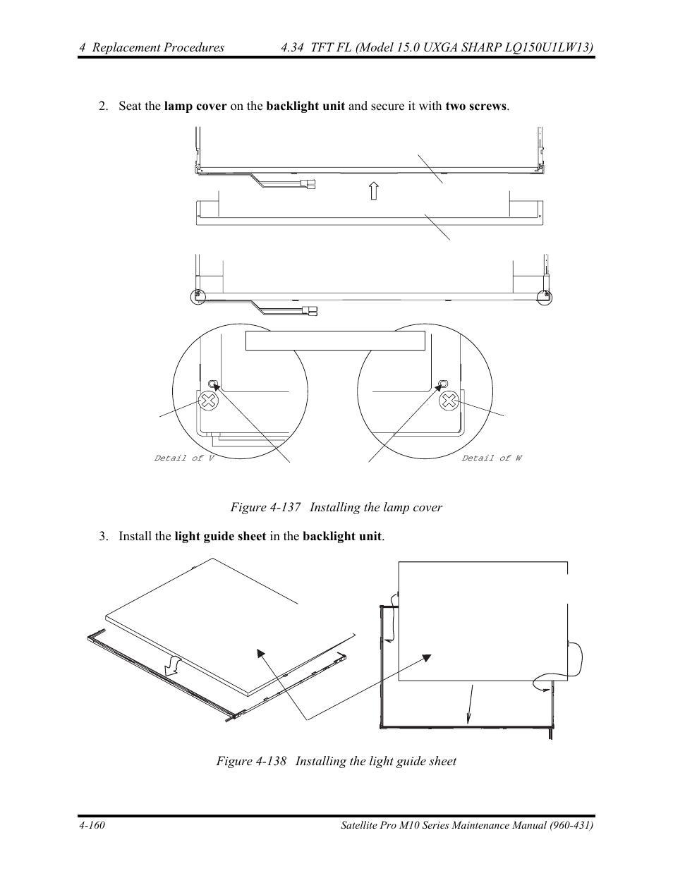 Figure 4-138 installing the light guide sheet | Toshiba M10 User Manual | Page 372 / 460
