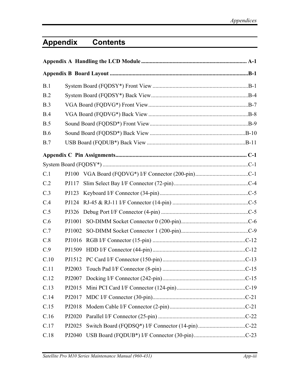 Appendix contents | Toshiba M10 User Manual | Page 381 / 460