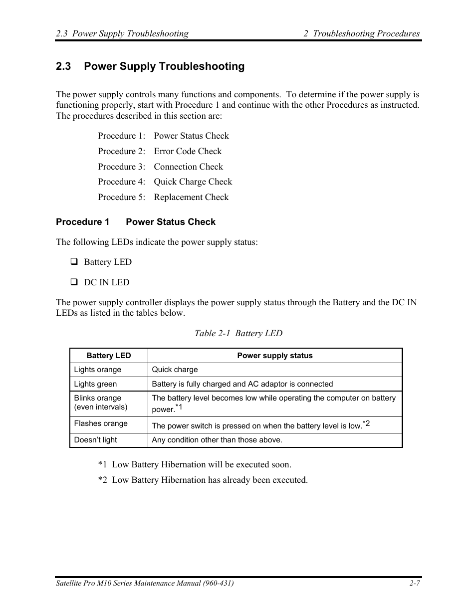 Power supply troubleshooting, 3 power supply troubleshooting | Toshiba M10 User Manual | Page 53 / 460