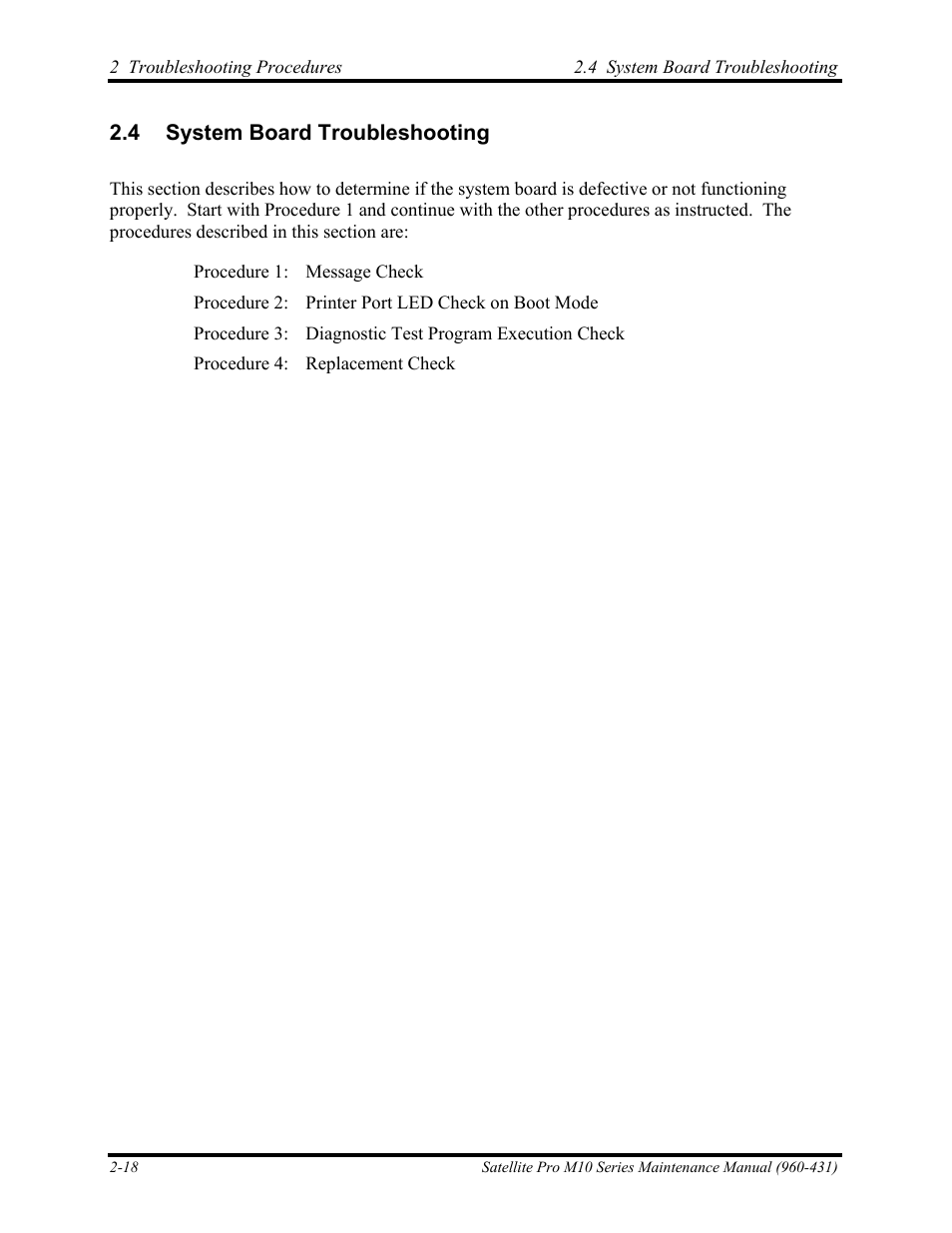 System board troubleshooting | Toshiba M10 User Manual | Page 64 / 460