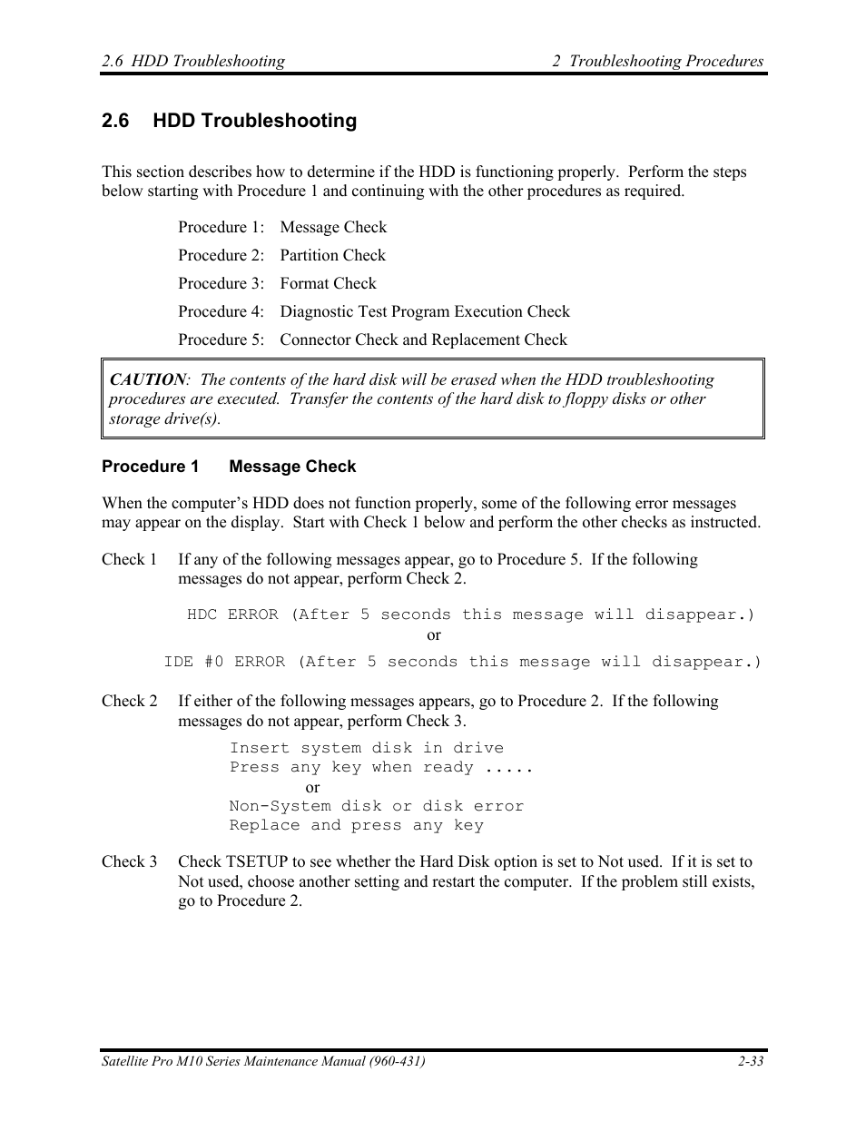 Hdd troubleshooting | Toshiba M10 User Manual | Page 79 / 460