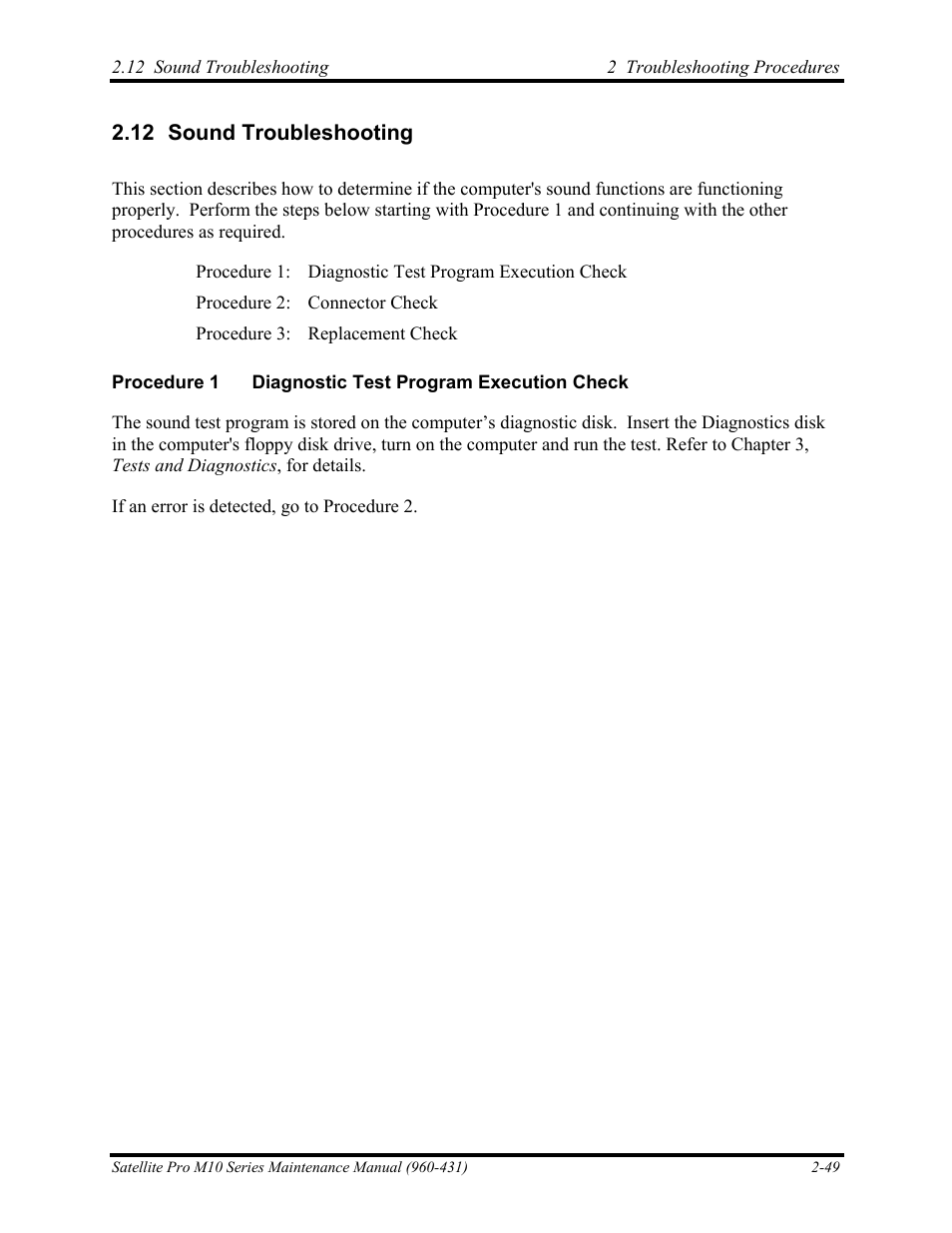 Sound troubleshooting | Toshiba M10 User Manual | Page 95 / 460