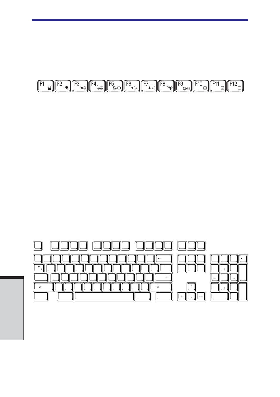 F1 … f12 function keys, Soft keys: fn key combinations, Emulating keys on enhanced keyboard | Emulating keys on enhanced keyboard -2, User's manual, Eyboard | Toshiba A40 Series User Manual | Page 124 / 286