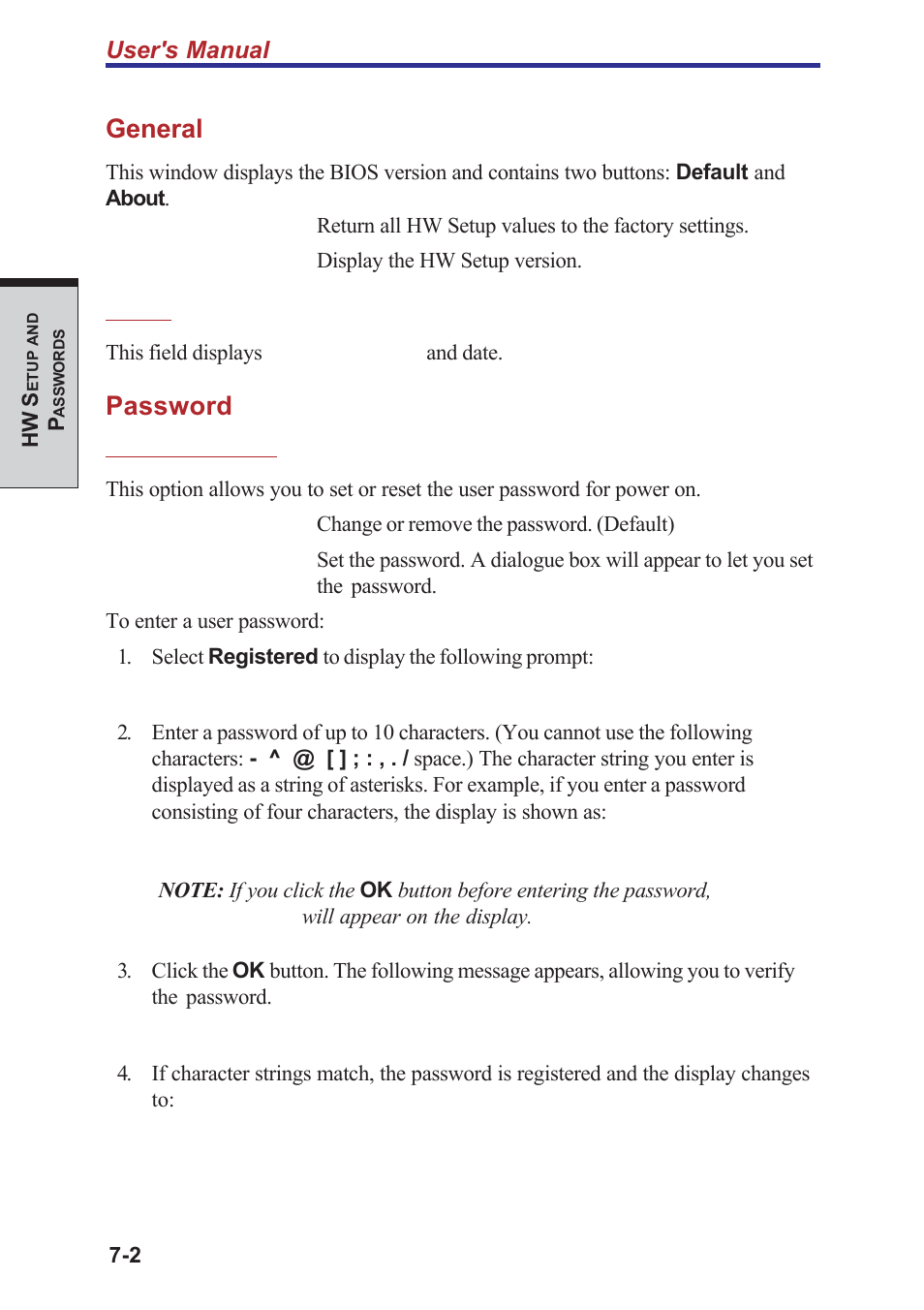 General, Password | Toshiba A40 Series User Manual | Page 154 / 286