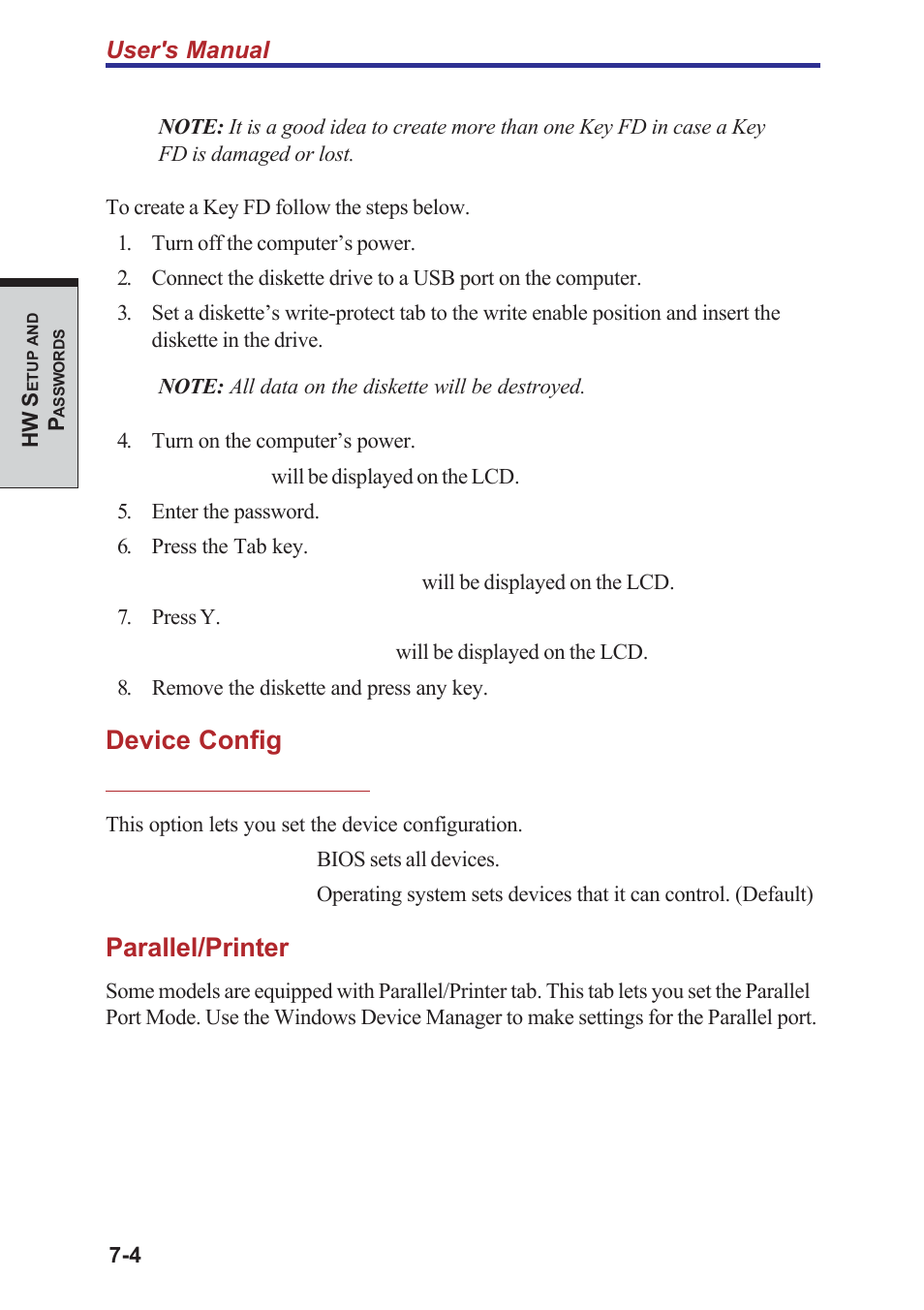 Device config, Parallel/printer | Toshiba A40 Series User Manual | Page 156 / 286