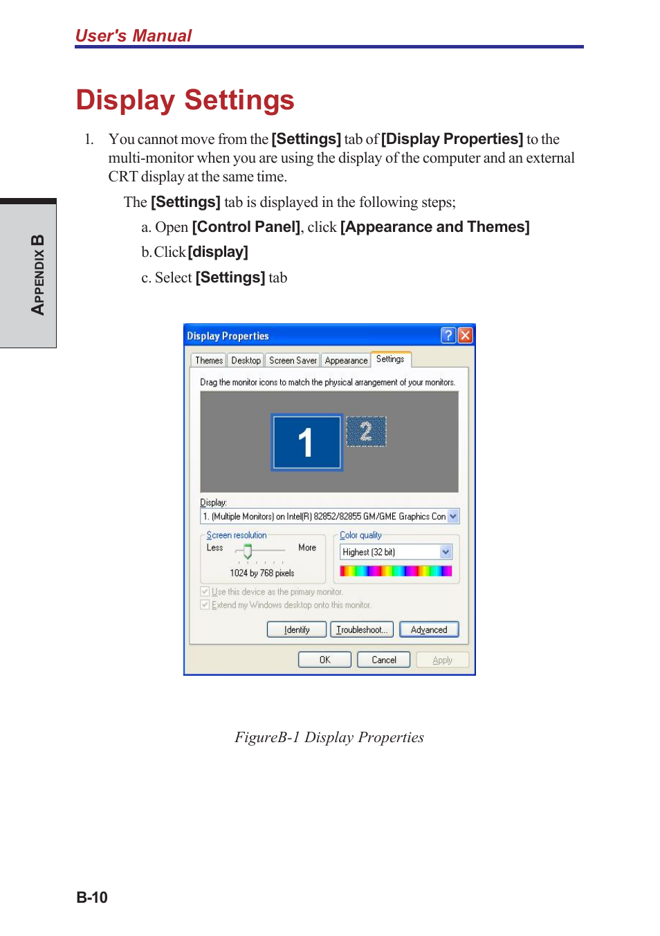 Display settings | Toshiba A40 Series User Manual | Page 228 / 286